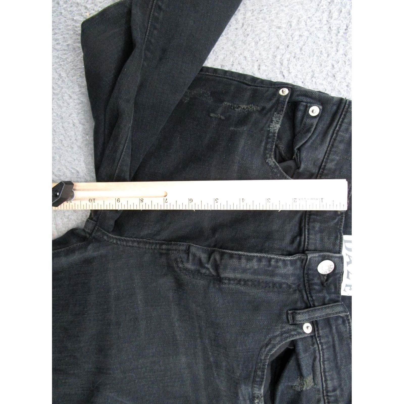 Denime DAZE Jeans Women Black Stretch Distressed Denim Size 25 Bootcut Raw Hem Size 42" / US 20 - 7 Thumbnail