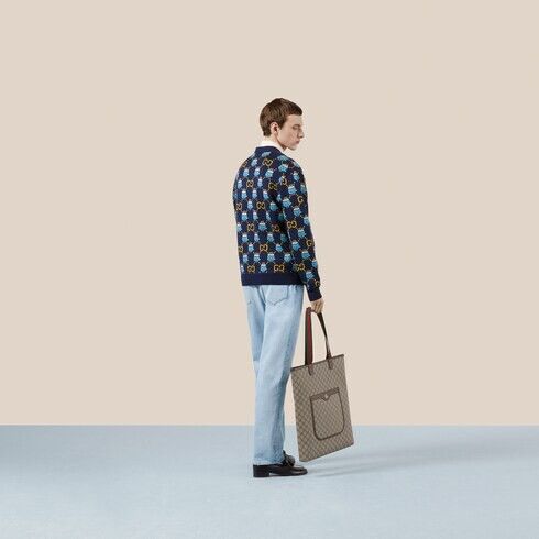 Gucci o1s1wg110225 GG Animal Cotton Wool Jacquard Cardigan Size US L / EU 52-54 / 3 - 3 Thumbnail