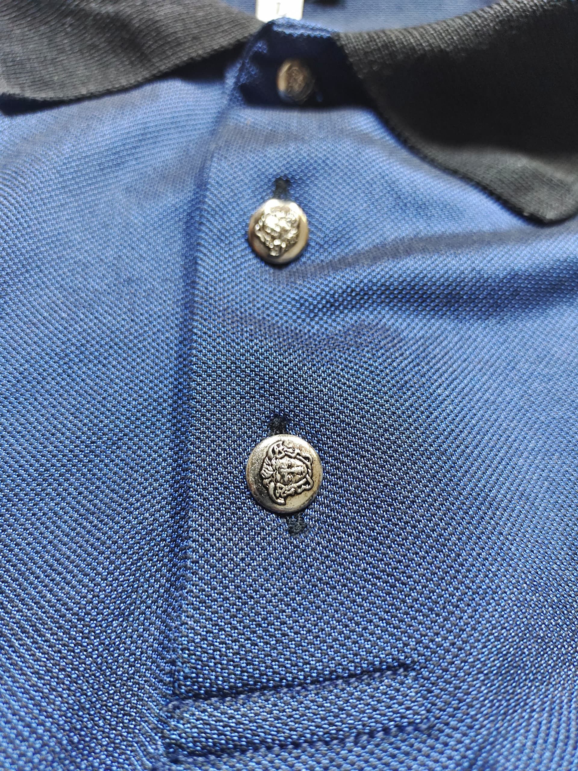 Versace Jeans Couture Versace blue short-sleeved polo shirt with a black collar Size US L / EU 52-54 / 3 - 6 Thumbnail