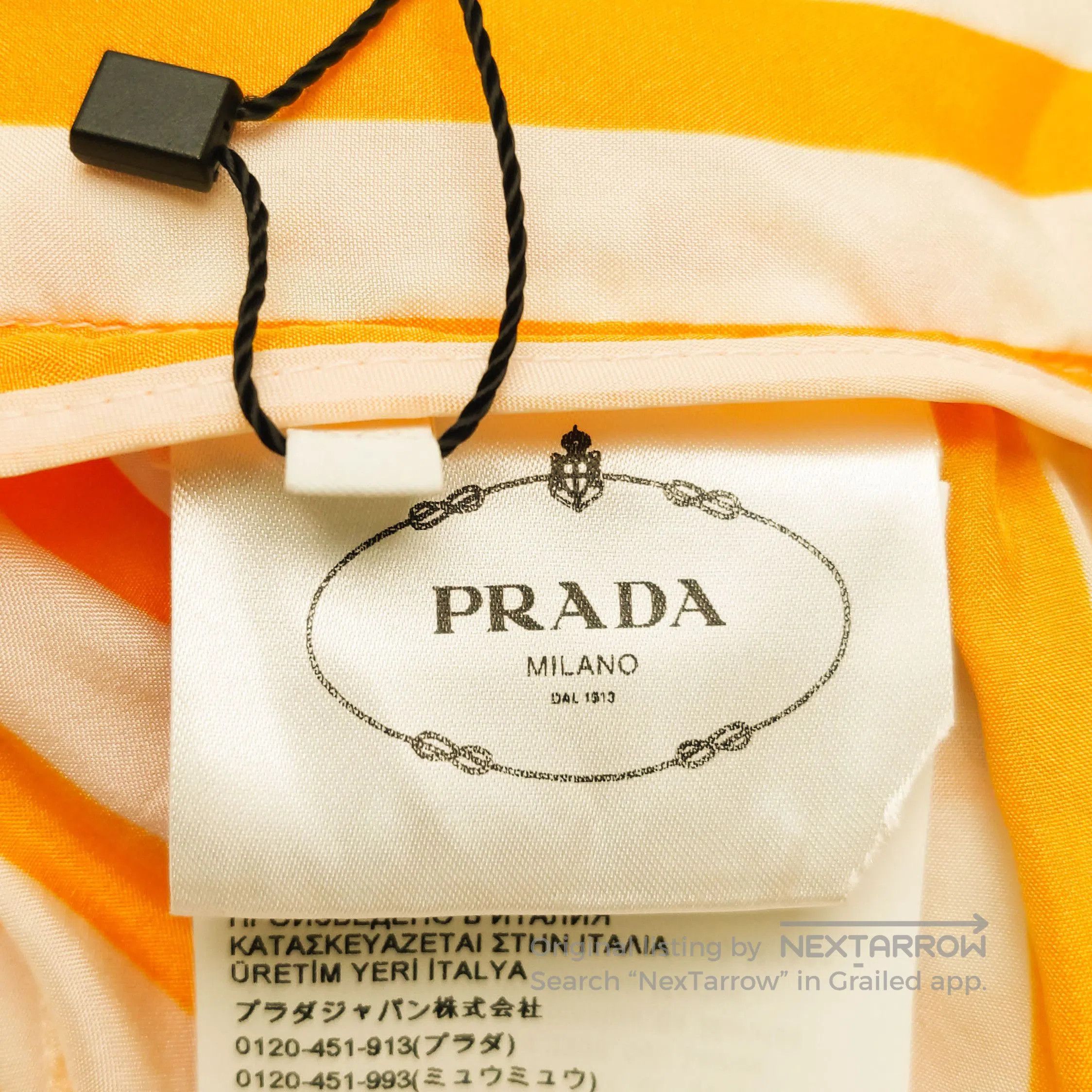 Prada Prada Striped Silk Midi Skirt with Logo . Size 35" - 9 Thumbnail