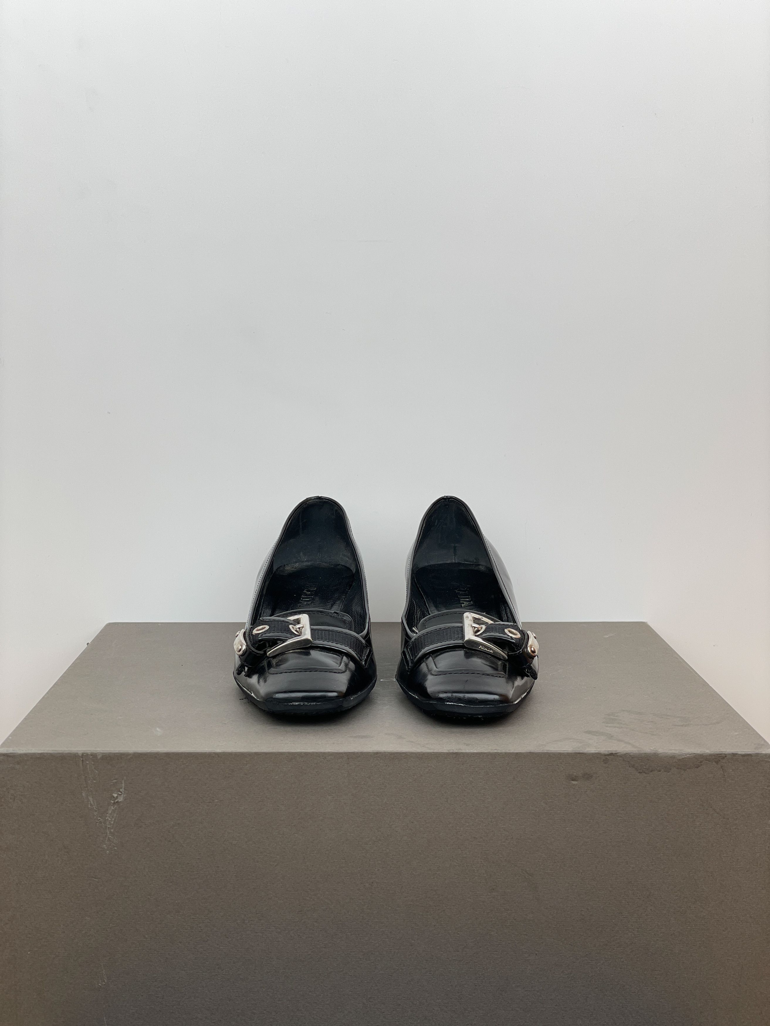 Prada Prada 2000s Square Toe Buckle-Strap Pump Kitten Heels Size US 7 / IT 37 - 5 Thumbnail
