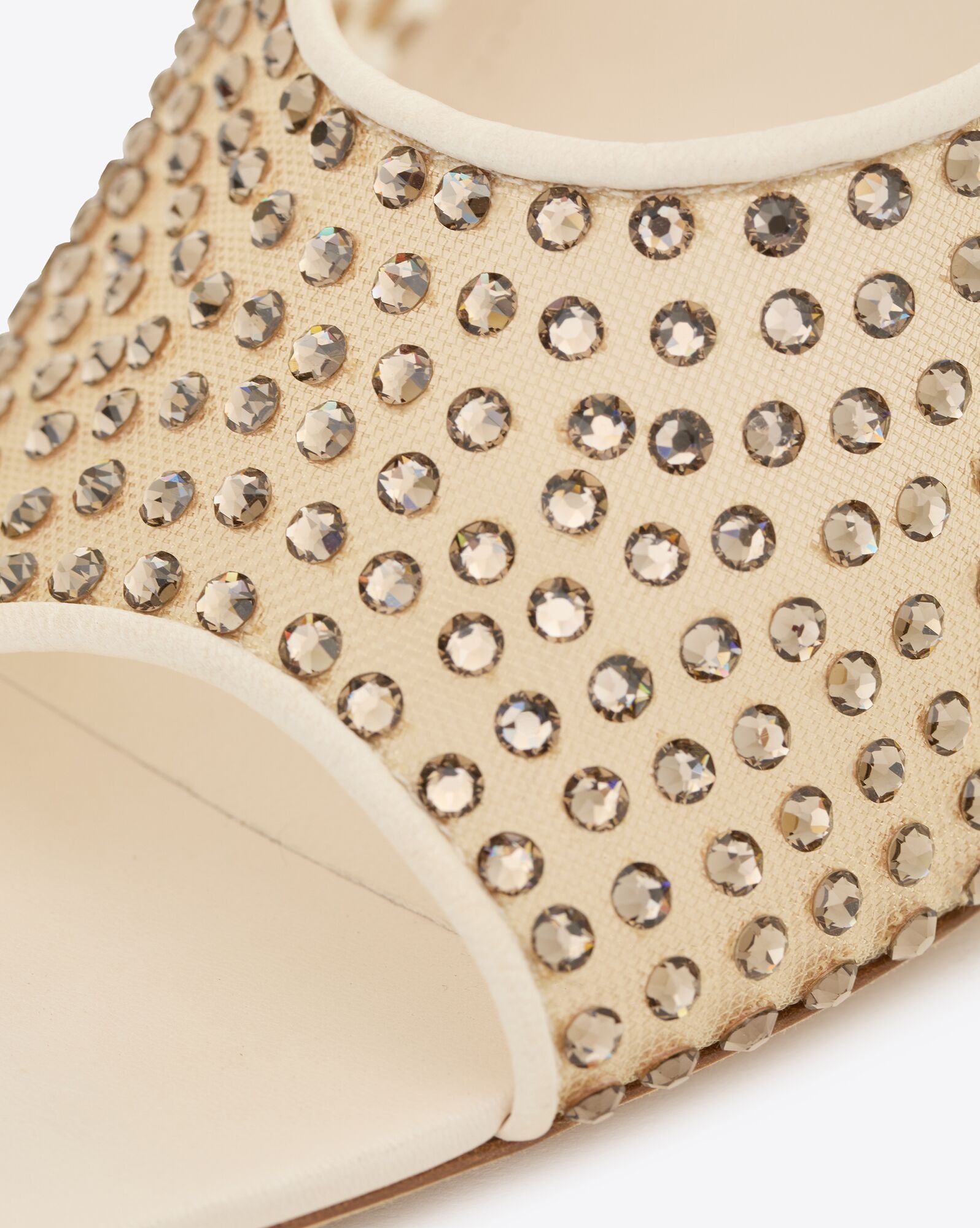 Saint Laurent Paris o1s1wg110225 742450 Blonde Mules in Rhinestones Mesh Beige Size US 6.5 / IT 36.5 - 4 Thumbnail