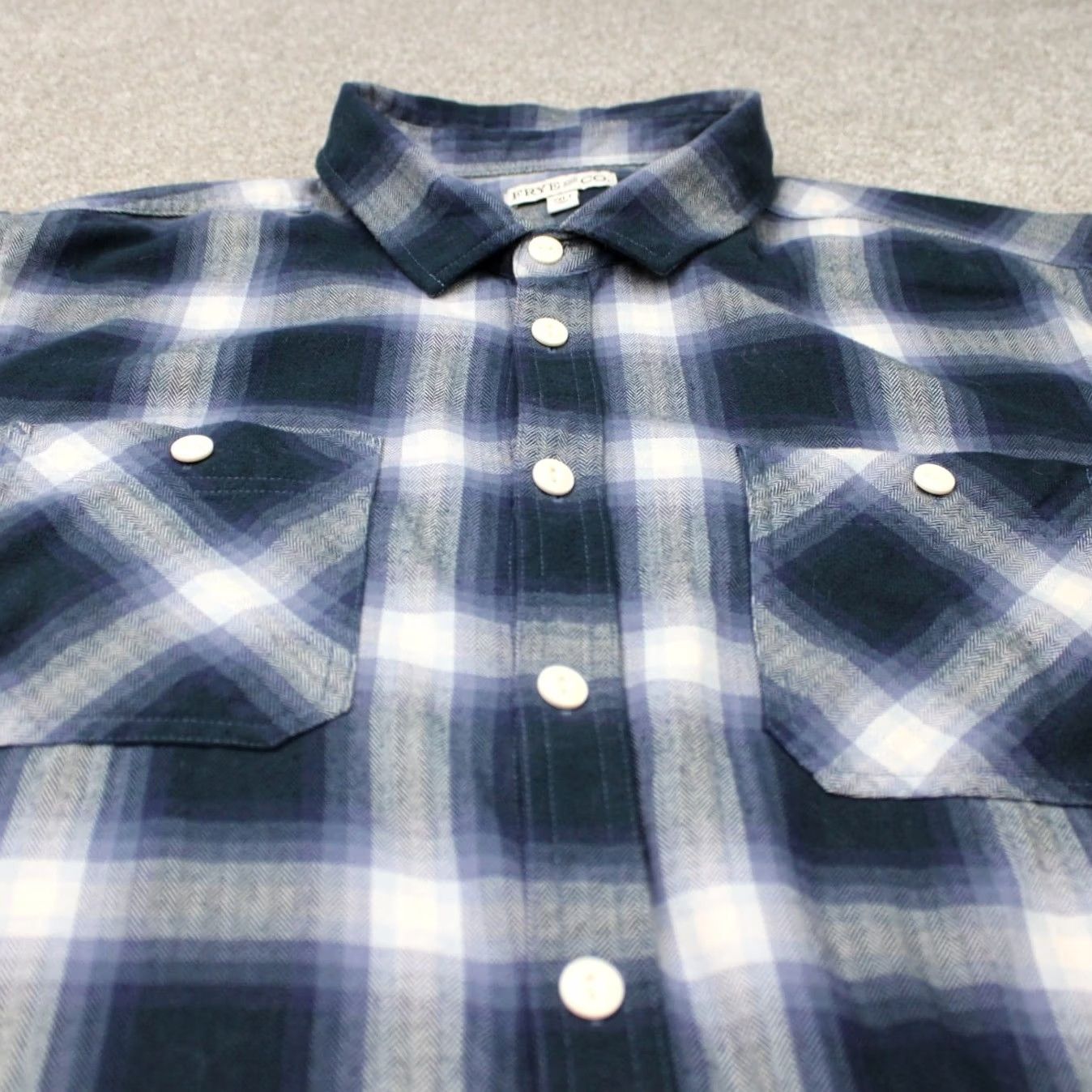 Frye Frye & Co Shirt Mens 2XLT XXL-Tall Blue Plaid Flannel Long Sleeve Button Up Size US XXL / EU 58 / 5 - 5 Thumbnail