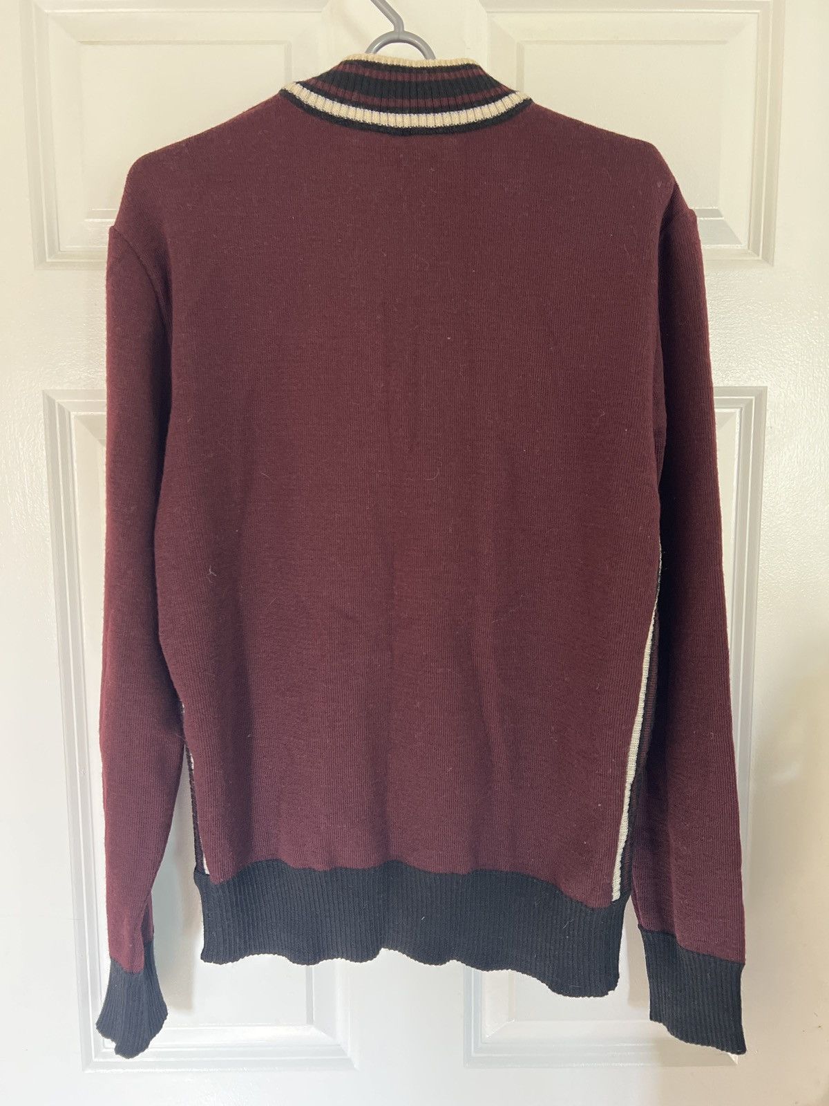 AMI AMI Stripe-Trimmed Wool Half-Zip Sweater Size US M / EU 48-50 / 2 - 2 Thumbnail