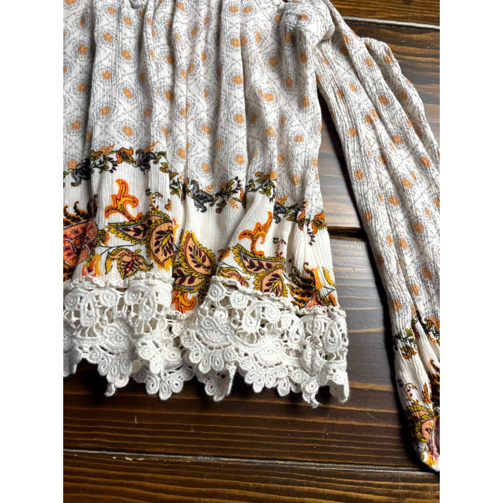 Vintage Skylar & Jade Shirt Women Small Orange Lace Cold Shoulder Shirt Size S / US 4 / IT 40 - 4 Thumbnail