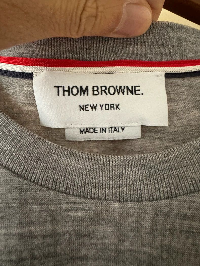 Thom Browne Thom browne Gray wool four-striped round-neck short-sleeved Size US L / EU 52-54 / 3 - 4 Thumbnail