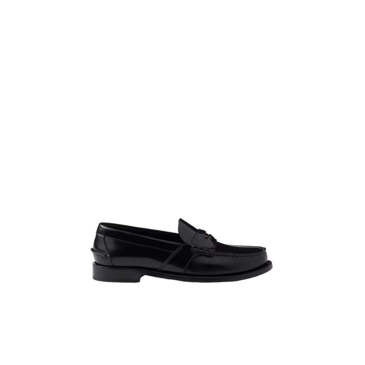 PRADA $1250 Black Brushed Leather Loafers New And Authentic