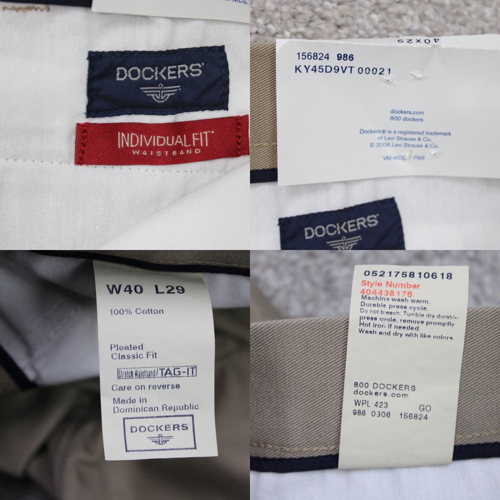 Dockers DOCKERS Signature Khaki Chino Pants Mens 38 x 29 Beige Classic Fit Flat Front Front Zip Button Pockets Stretch Size US 38 / EU 54 - 9 Thumbnail