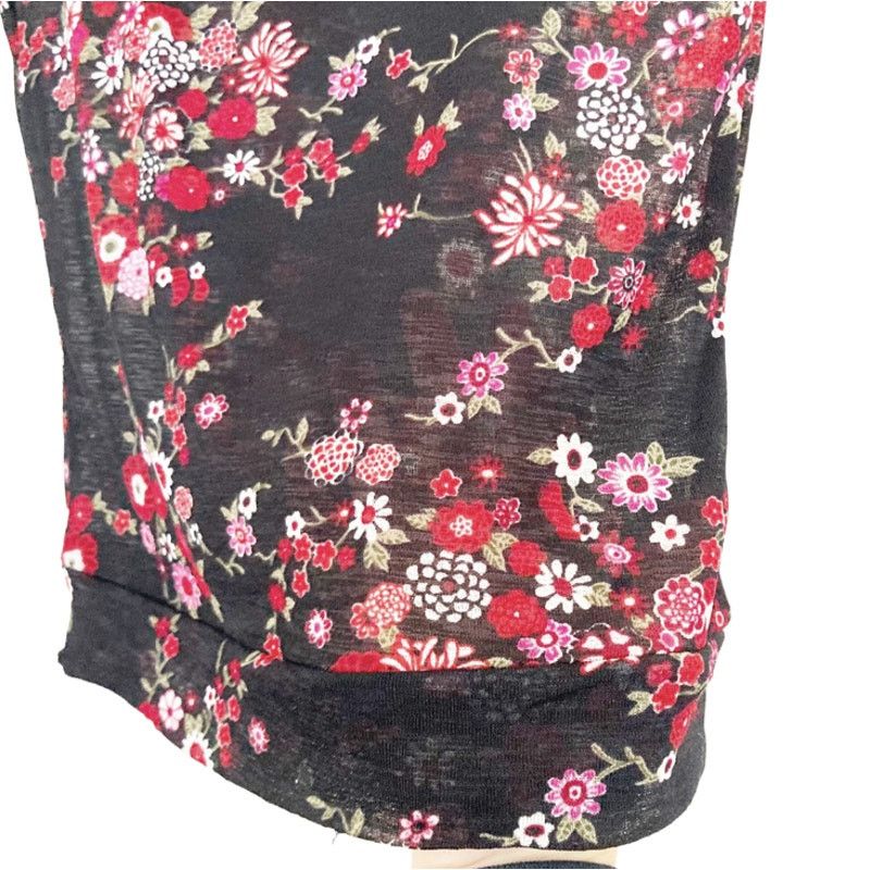 Vintage Vintage 90s Black Semi Sheer Floral Shirt Sz S Size S / US 4 / IT 40 - 3 Thumbnail