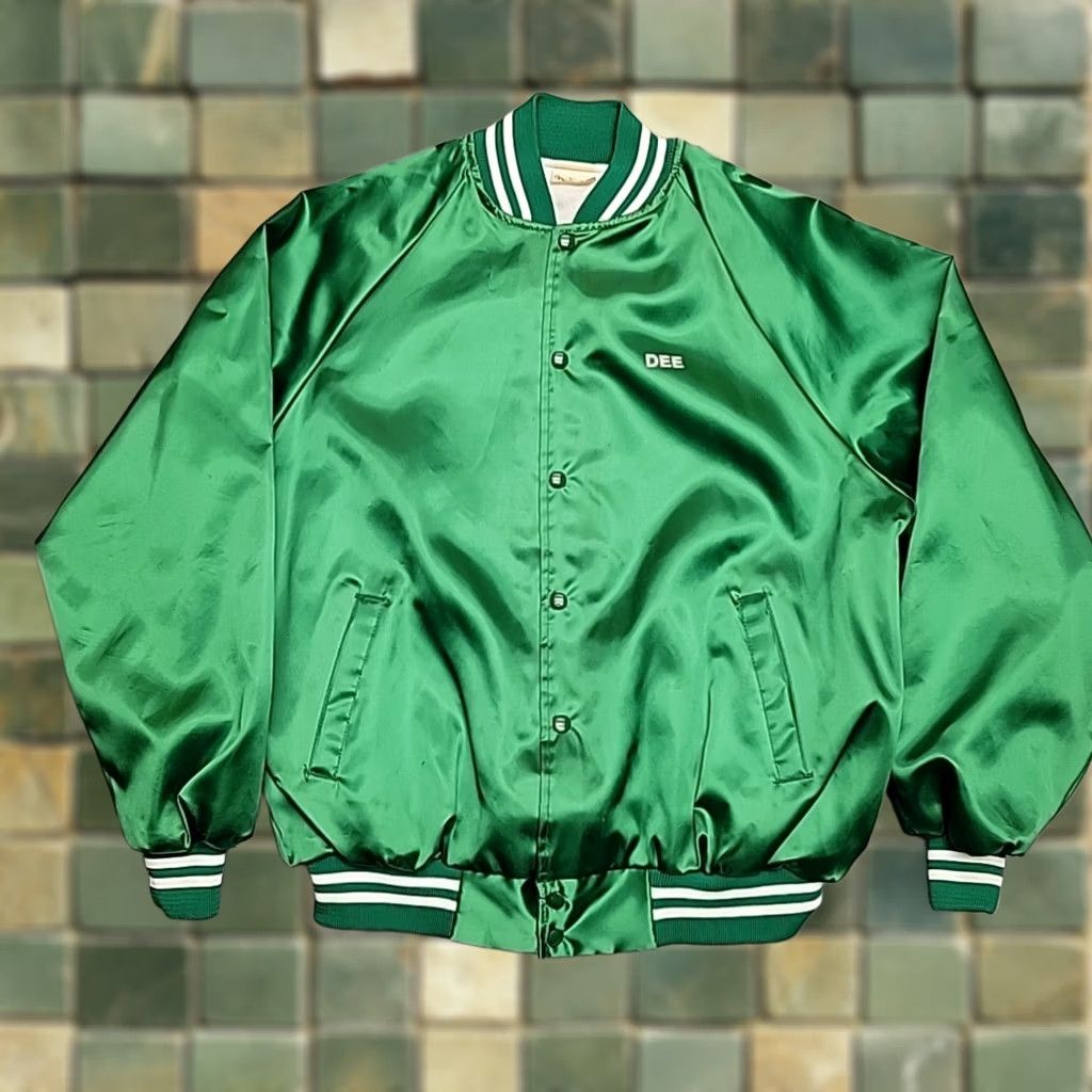 Vintage VTG Smokey Bear Jacket XL Satin Bomber Green USA Made Nike Size US XL / EU 56 / 4 - 1 Thumbnail