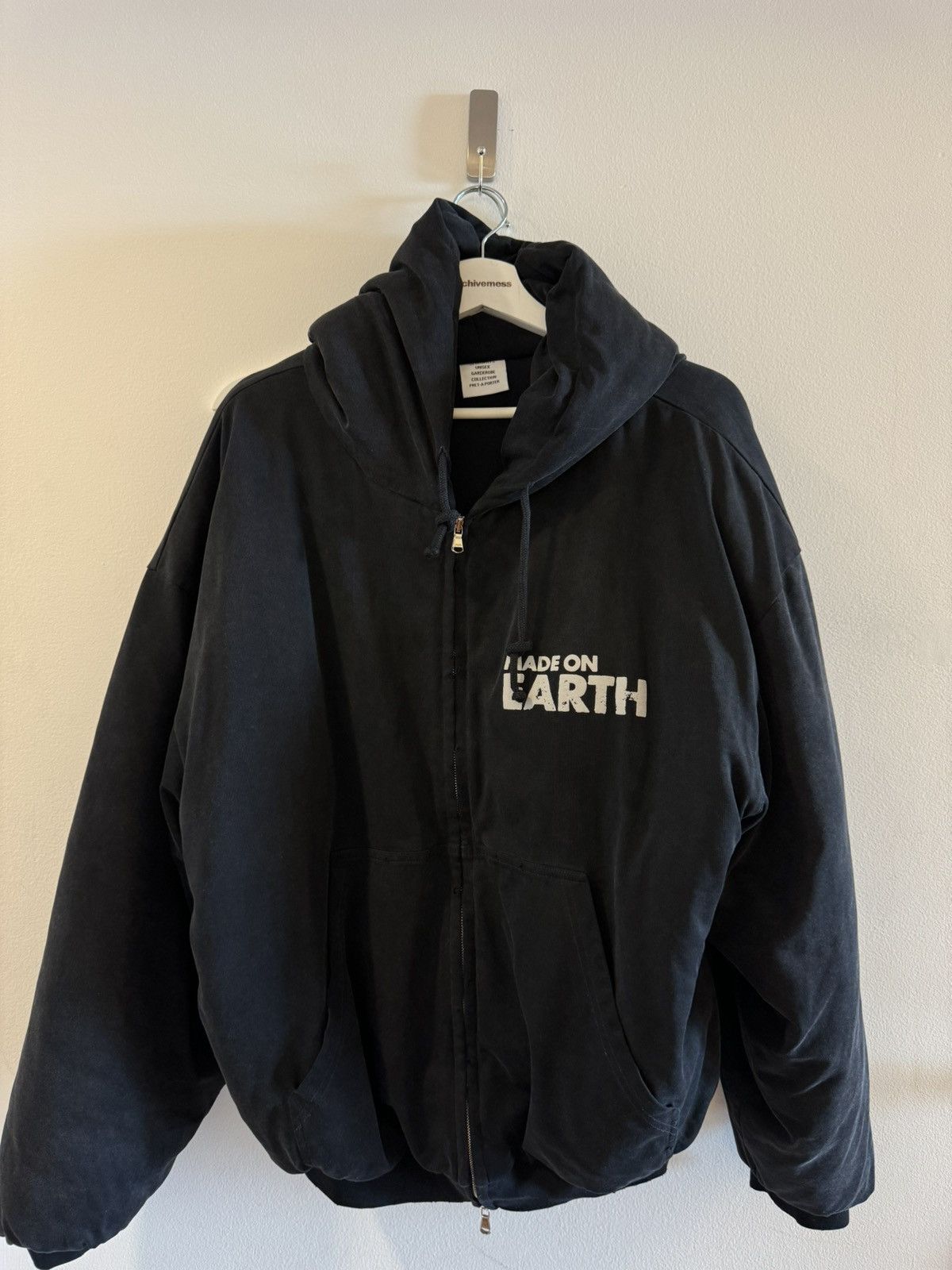 image of Vetements Made On Earth Bomber Jacket in Black, Men's (Size Small)