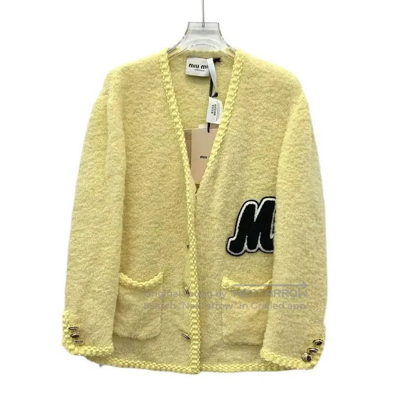 Miu Miu Miu Miu Yellow Wool Cardigan for Women . Size XS / US 0-2 / IT 36-38 - 1 Thumbnail
