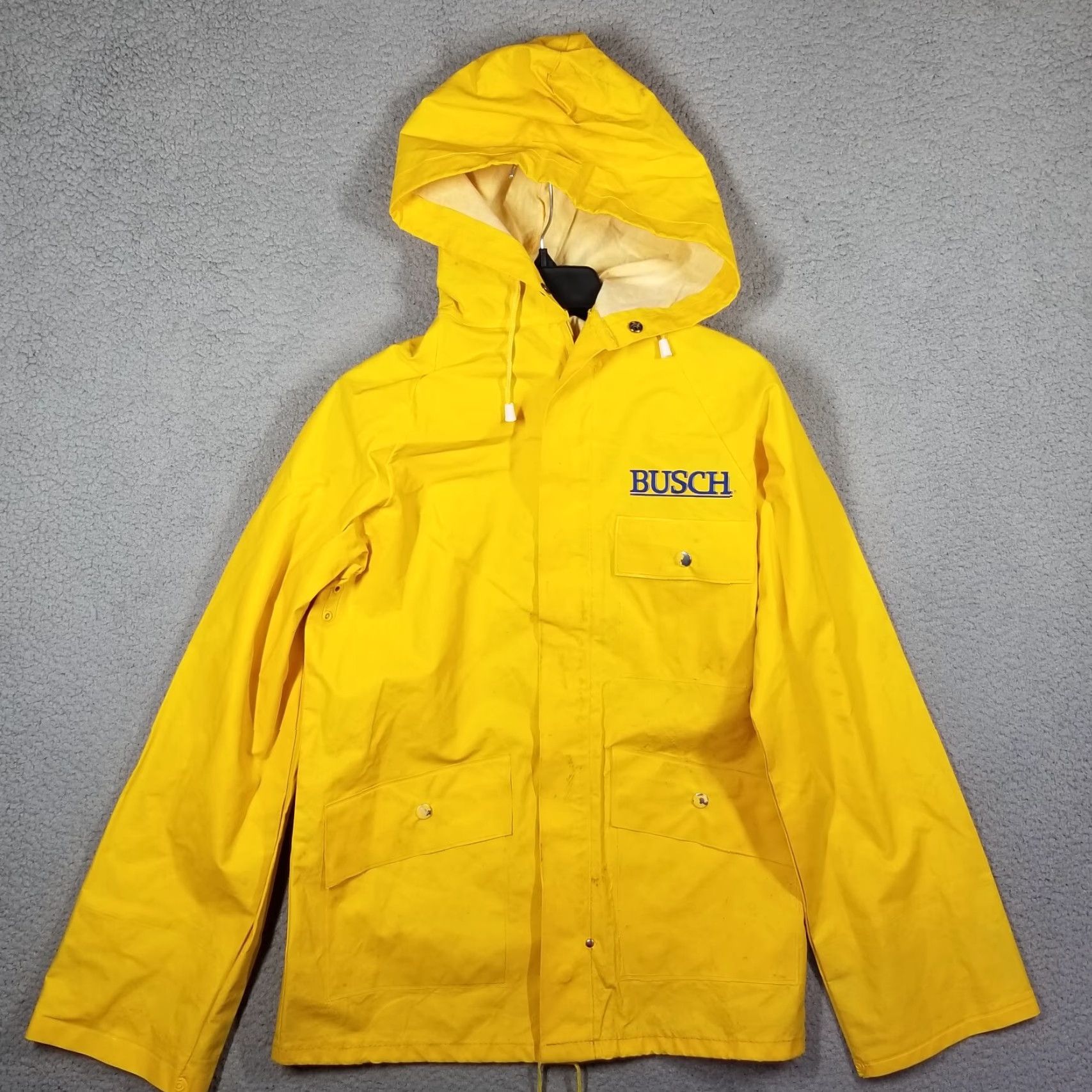Vintage VINTAGE Anheuser-Busch Busch Beer Rain Jacket Mens Medium Yellow 80s Outdoor Casual All Seasons Zipper Size US M / EU 48-50 / 2 - 2 Thumbnail