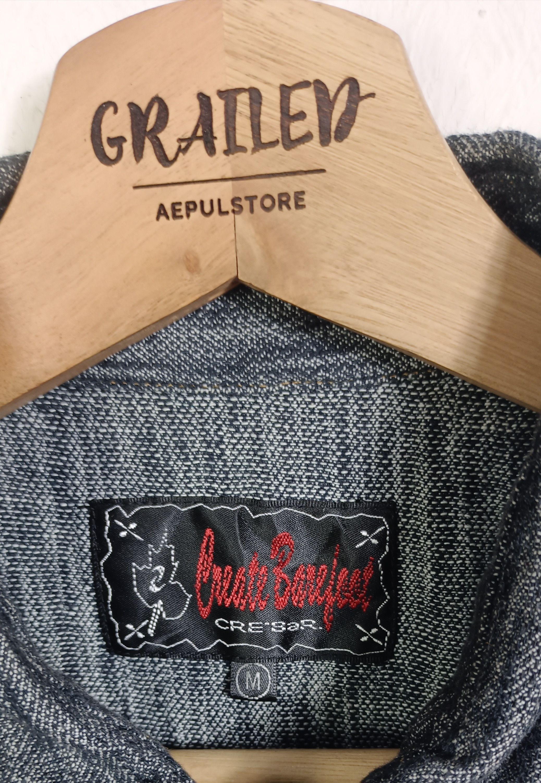 Japanese Brand Crate Barefost Distressed Style Western Denim Shirt Size US M / EU 48-50 / 2 - 8 Thumbnail