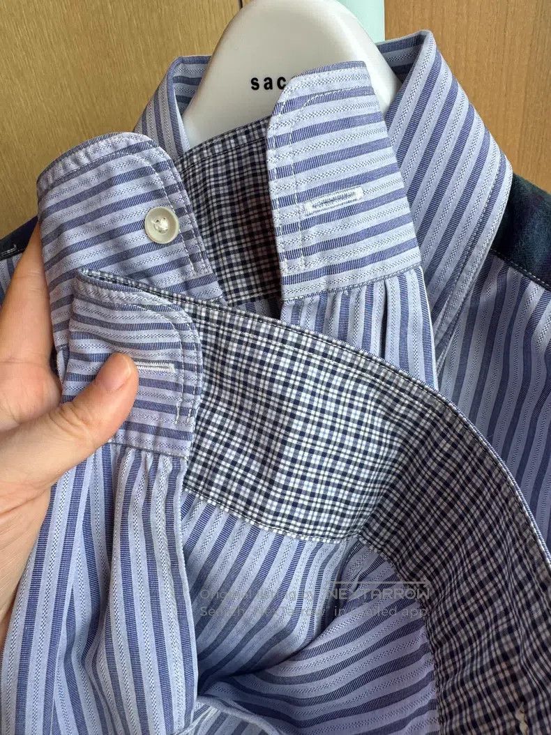 Junya Watanabe JUNYA WATANABE Navy and White Striped Shirt Size US S / EU 44-46 / 1 - 6 Thumbnail