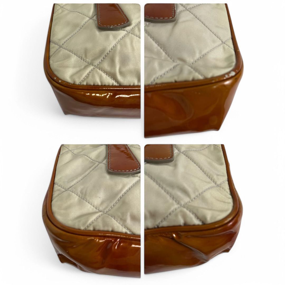 Prada Prada - Nylon Patent Leather Brown Beige Triangle Mini Size ONE SIZE - 5 Thumbnail