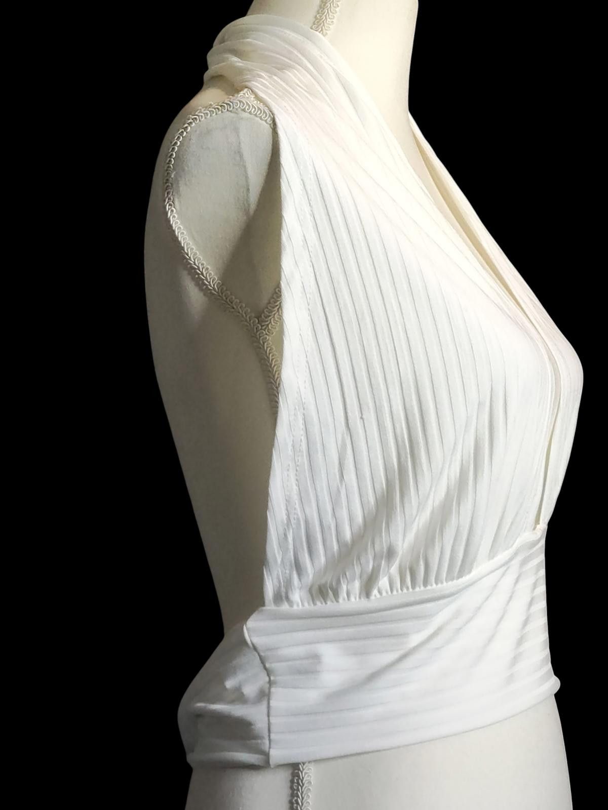 Shein Shein Elegant White Pleated Sleeveless Top Size 0XL Size M / US 6-8 / IT 42-44 - 4 Thumbnail