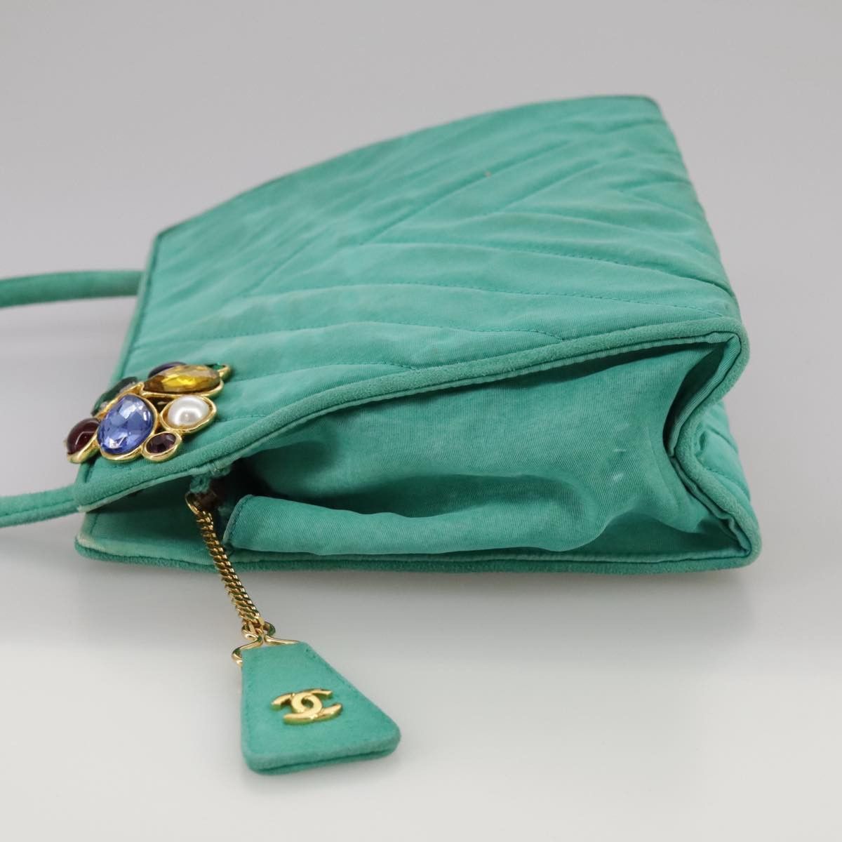 Chanel CHANEL V Stitch Shoulder Bag Nylon Green Gold CC Size ONE SIZE - 4 Thumbnail