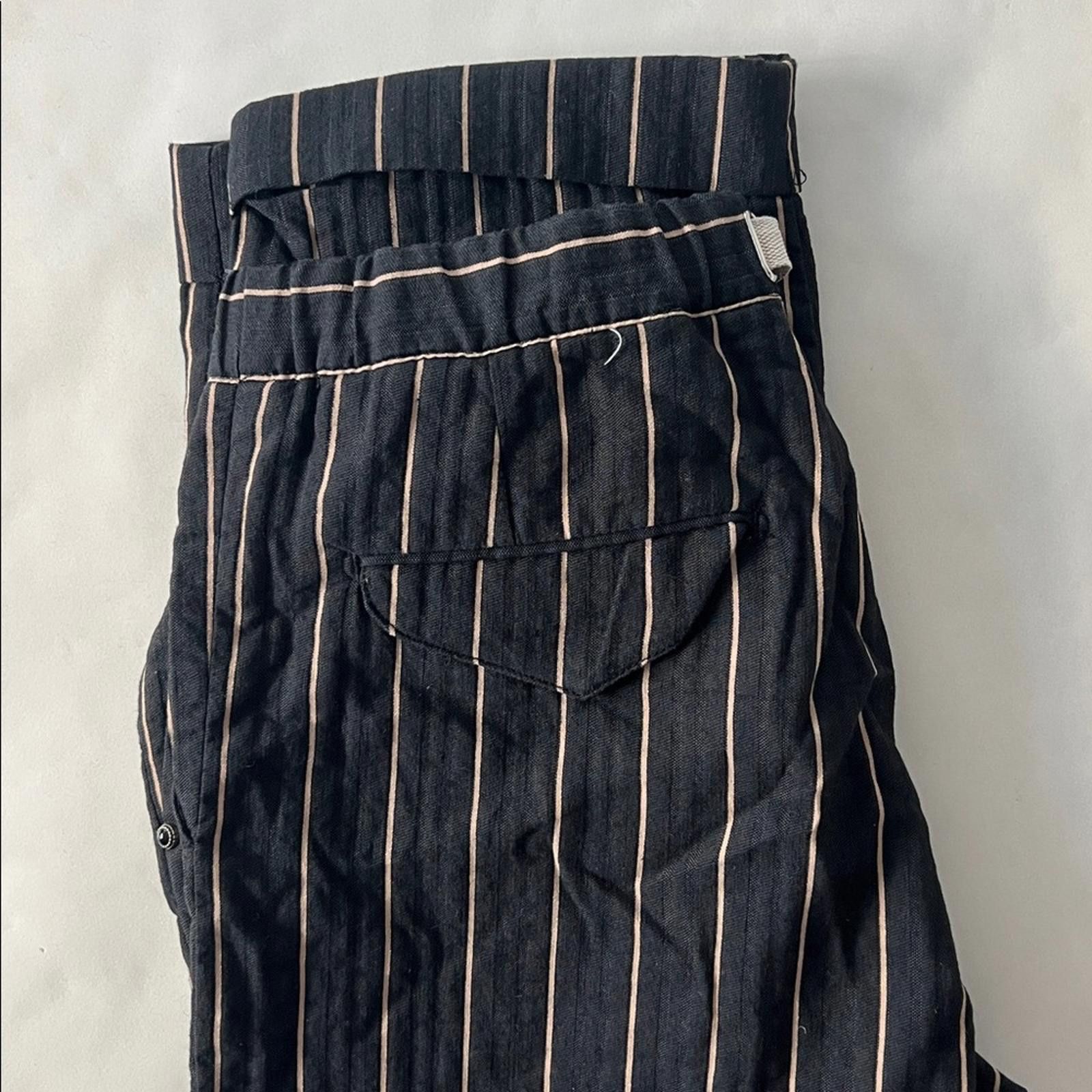 Designer WHITE SAND GARMANY Navy Striped Buckled Trouser Pants EU 48 Size US 32 / EU 48 - 5 Thumbnail