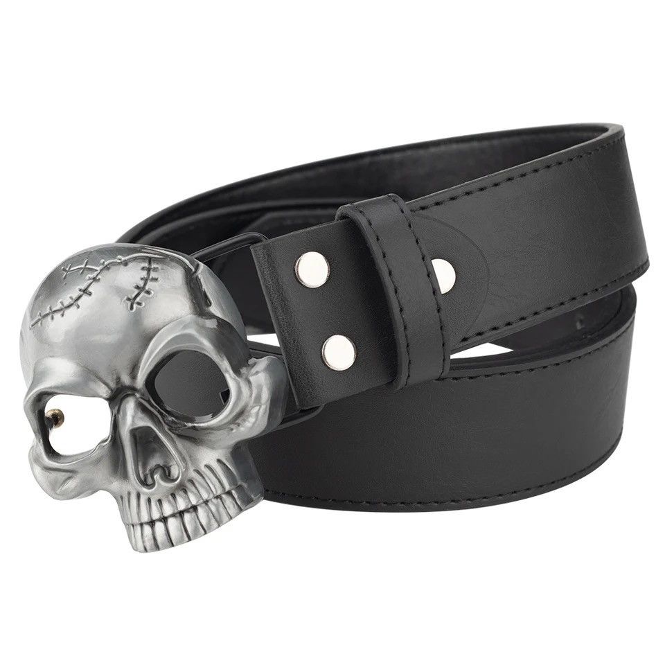 Jewelry Men's Skull Buckle Fashion Ghost Town Decorative Belt Size ONE SIZE - 3 Thumbnail