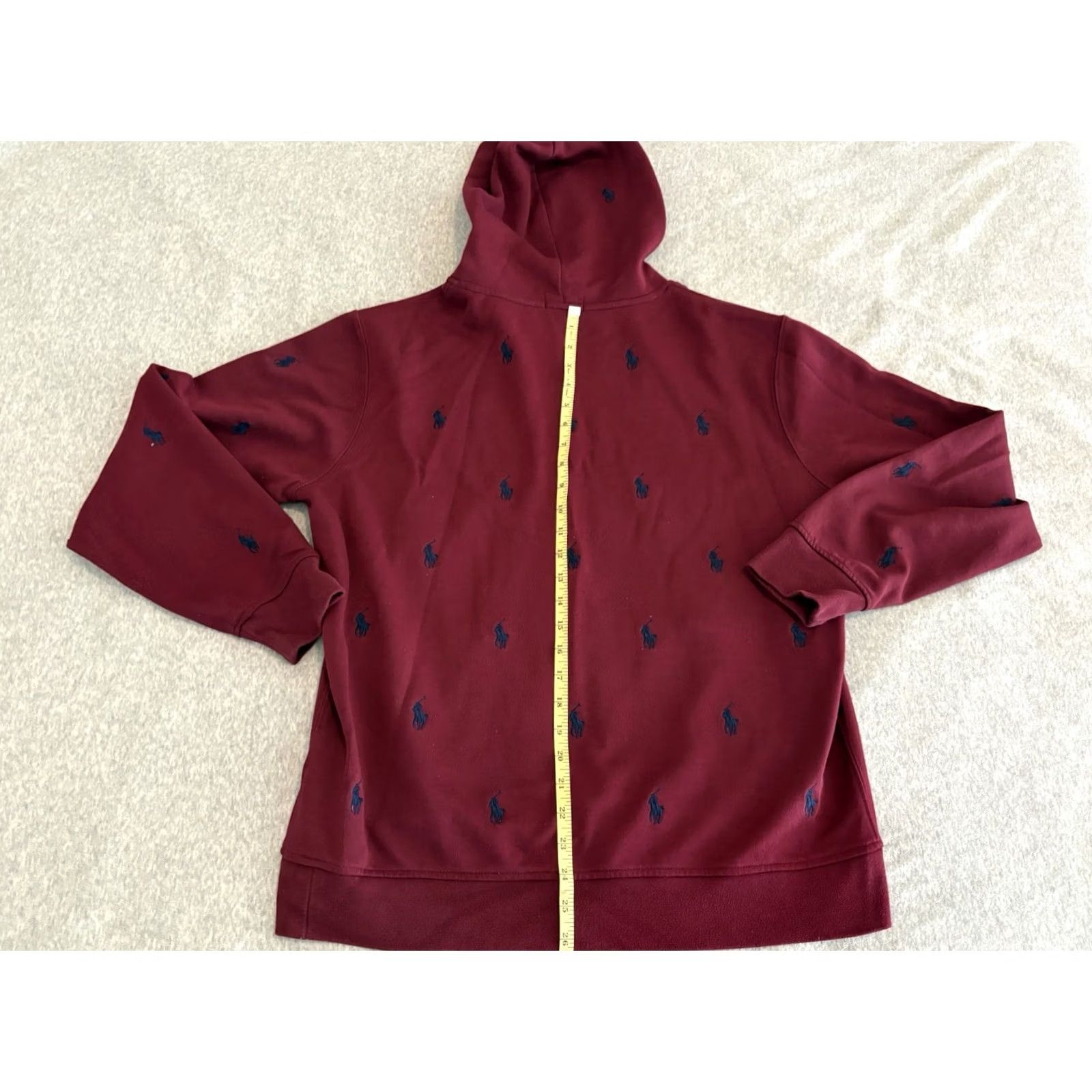 Polo Ralph Lauren Polo Ralph Lauren Maroon AOP Pony Pullover Hoodie Sweater Mens L Red Size US L / EU 52-54 / 3 - 6 Thumbnail