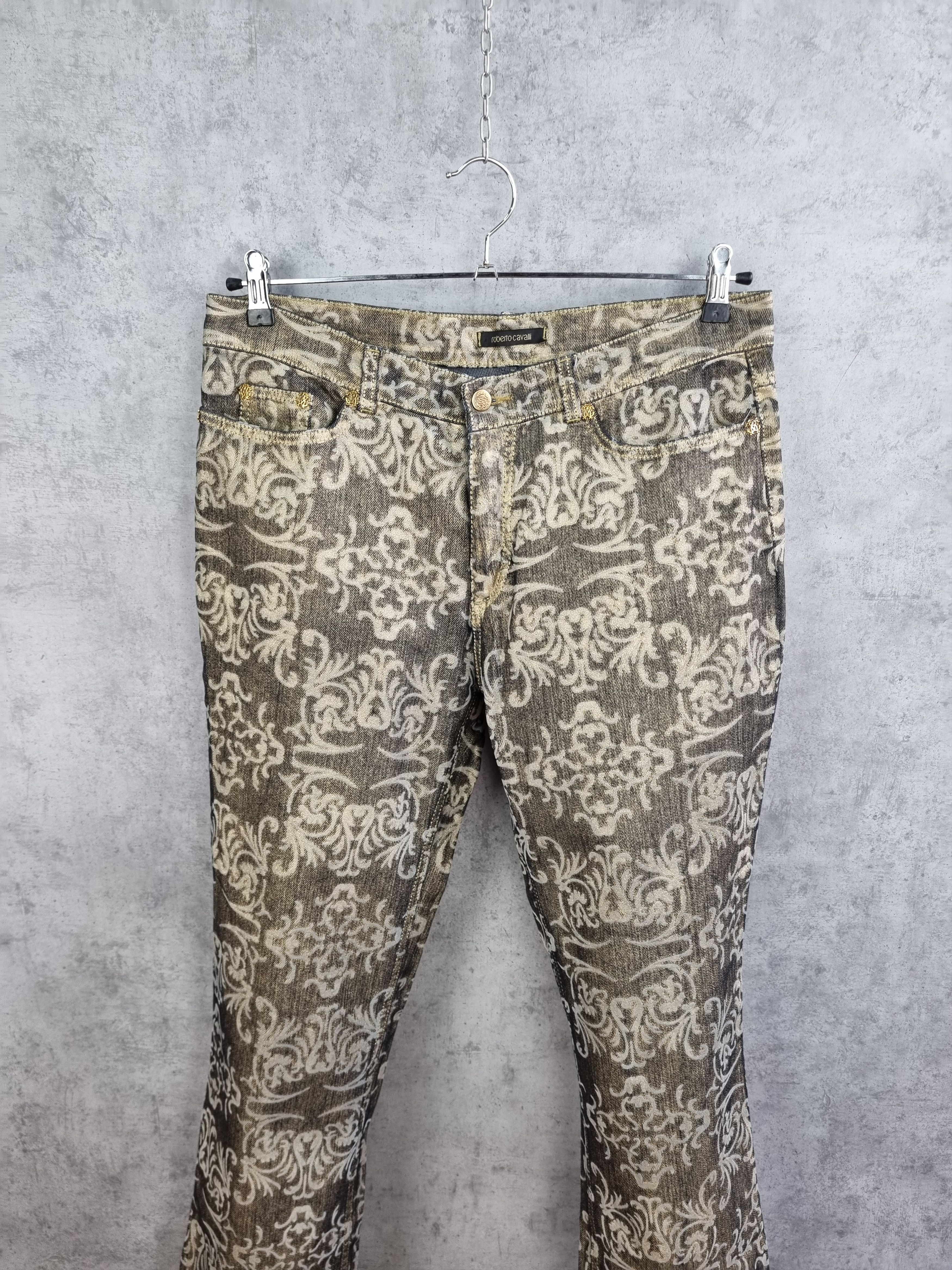 Roberto Cavalli Roberto Cavalli Golden Denim Art Design Exclusive Jeans Size US 33 - 10 Thumbnail