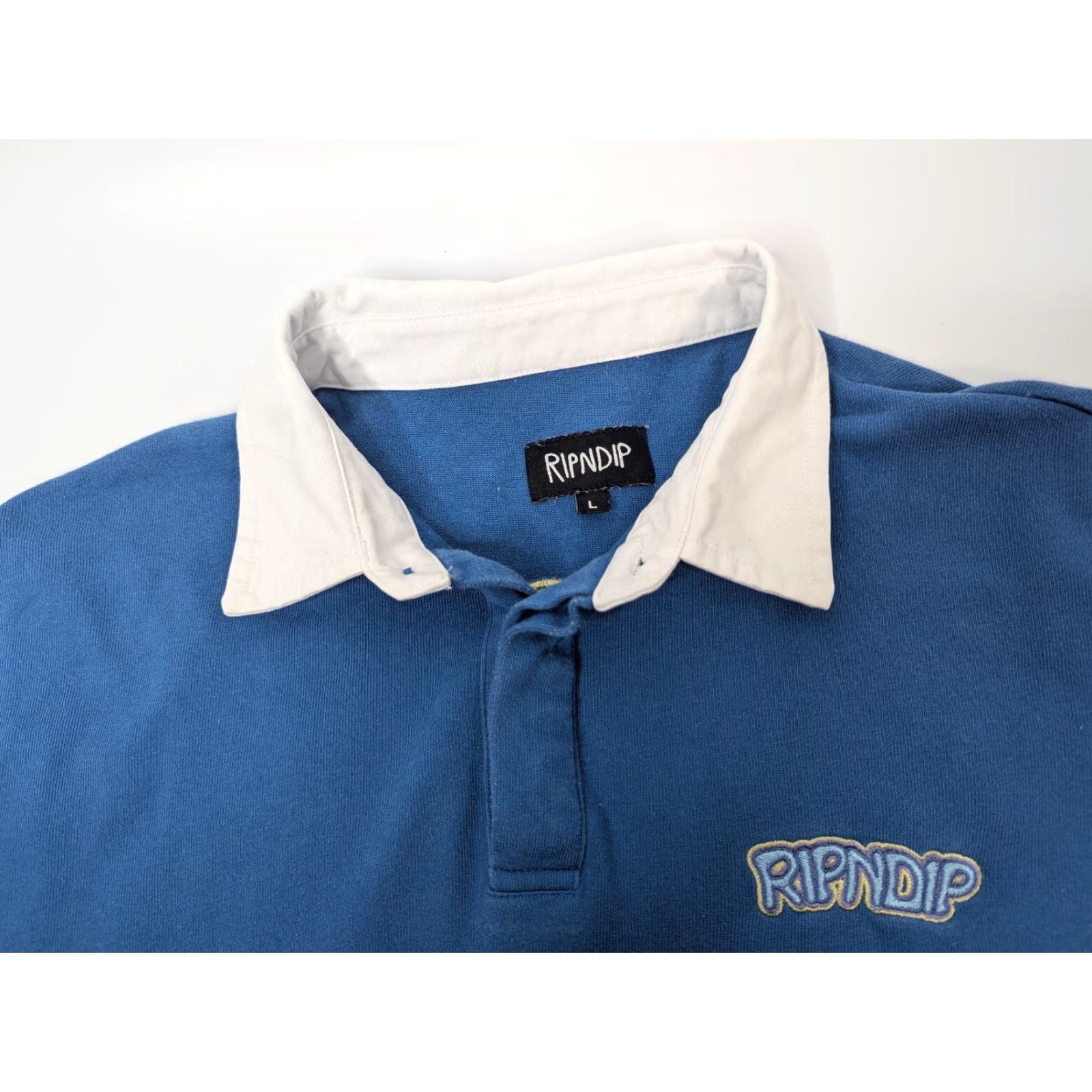 RIPNDIP Ripndip Shirt Polo Blue L/S Embroidered Collared Regular Large Men Size US L / EU 52-54 / 3 - 7 Thumbnail