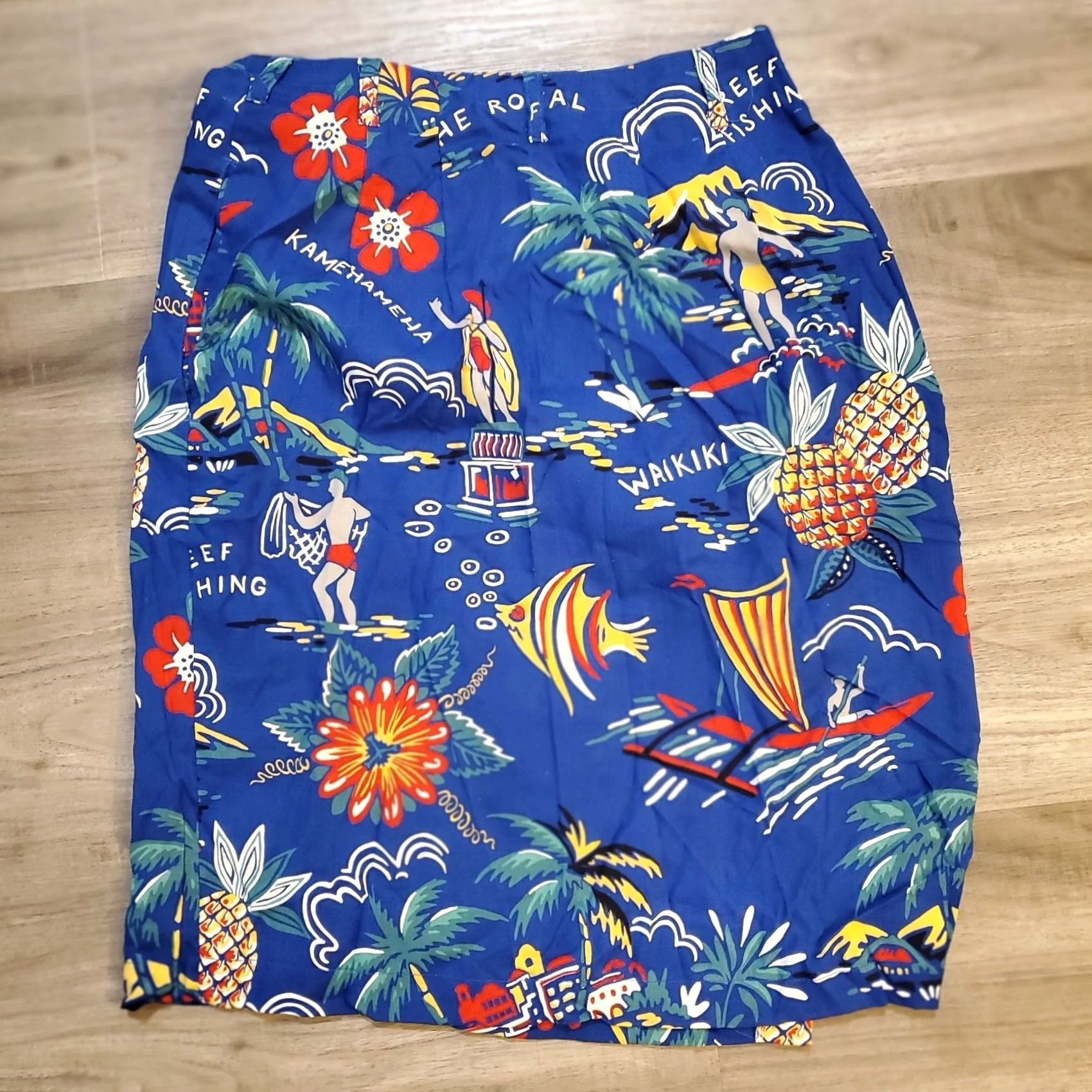 Reyn Spooner VINTAGE Reyn Spooner Blue Wrap Knee Skirt Small Women's Knee Length Floral Ocean Hawaiian 90s Wrap Tie Pockets Lightweight Summer Vacation Classic Size 28" / US 6 / IT 42 - 2 Thumbnail