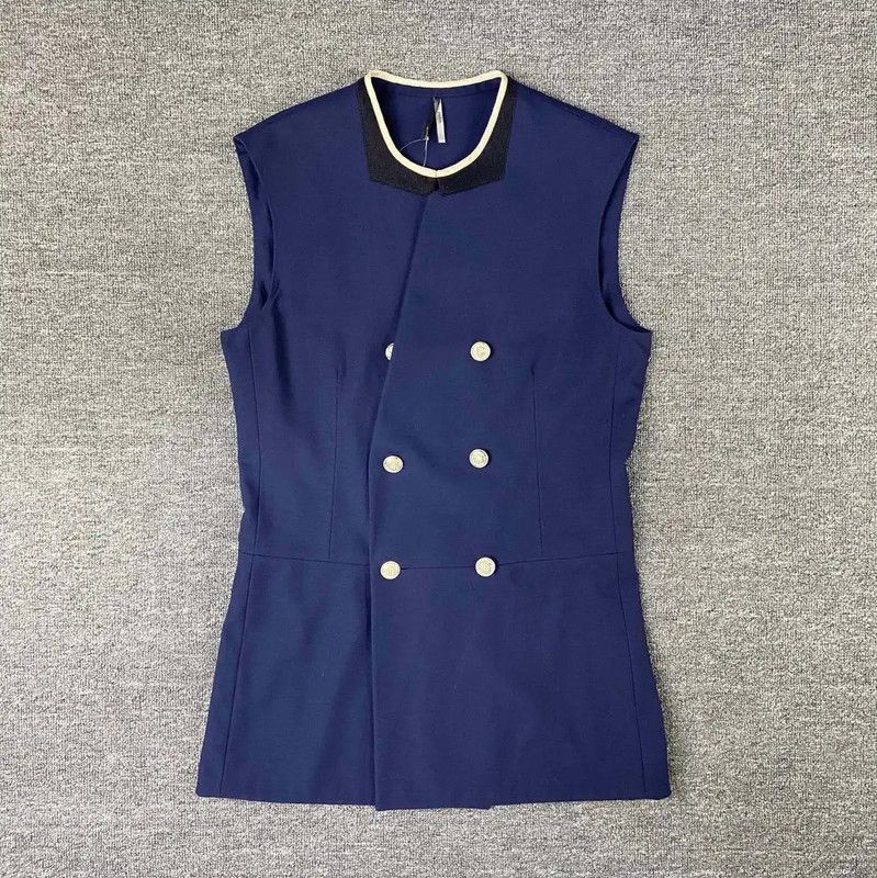 Dior Dior Women's Navy Wool Sleeveless Shirt 0089 Size L / US 10 / IT 46 - 1 Thumbnail
