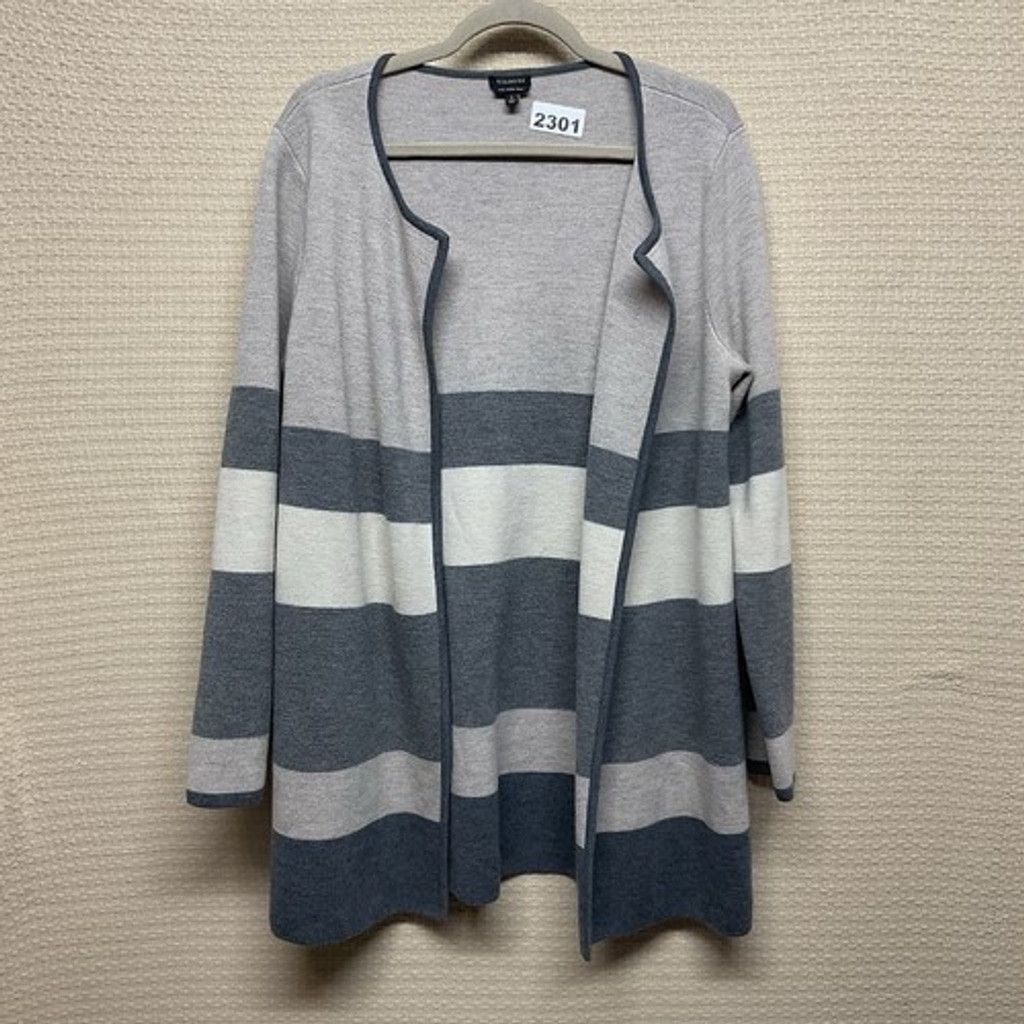 Talbots NWOT Talbots Wool Open Front Cardigan Women Large Tan/Gray Size L / US 10 / IT 46 - 8 Thumbnail