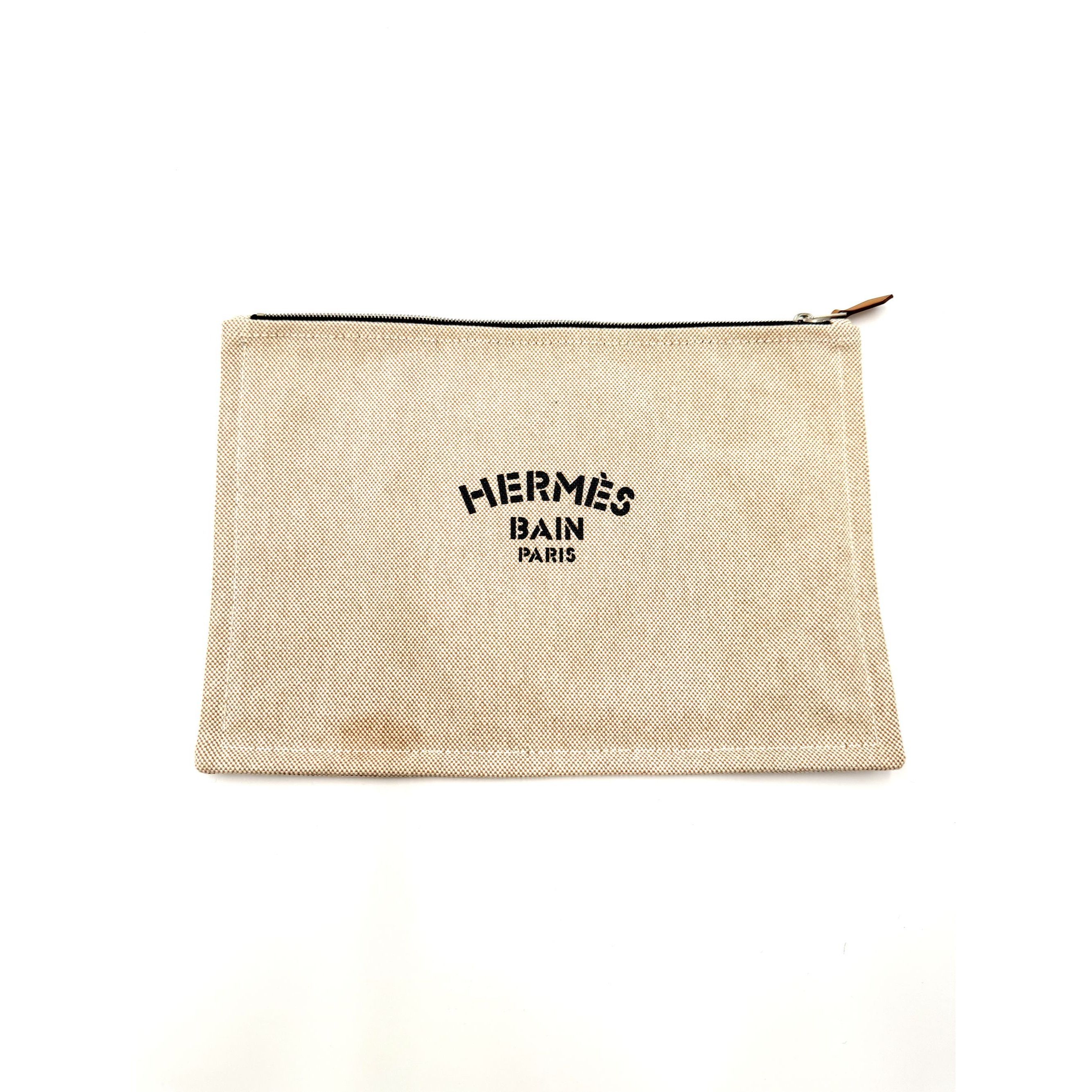 Hermes Hermès Bain Paris Beige Zip Pouch Size ONE SIZE - 1 Thumbnail