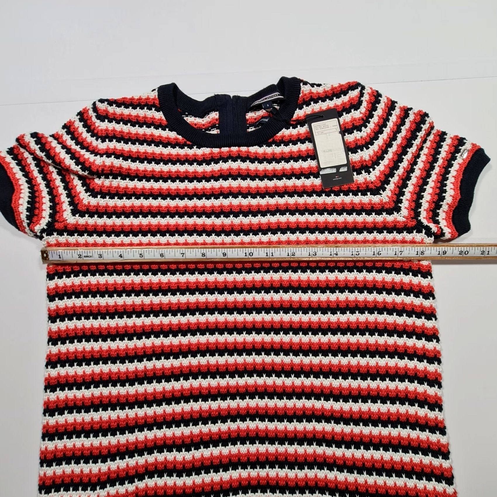 Tommy Hilfiger Tommy Hilfiger Womens Dress Red Small Knee Length Knit Crew Neck Short Sleeve Casual City Designer 100% Cotton Z Zip Size S / US 4 / IT 40 - 6 Thumbnail