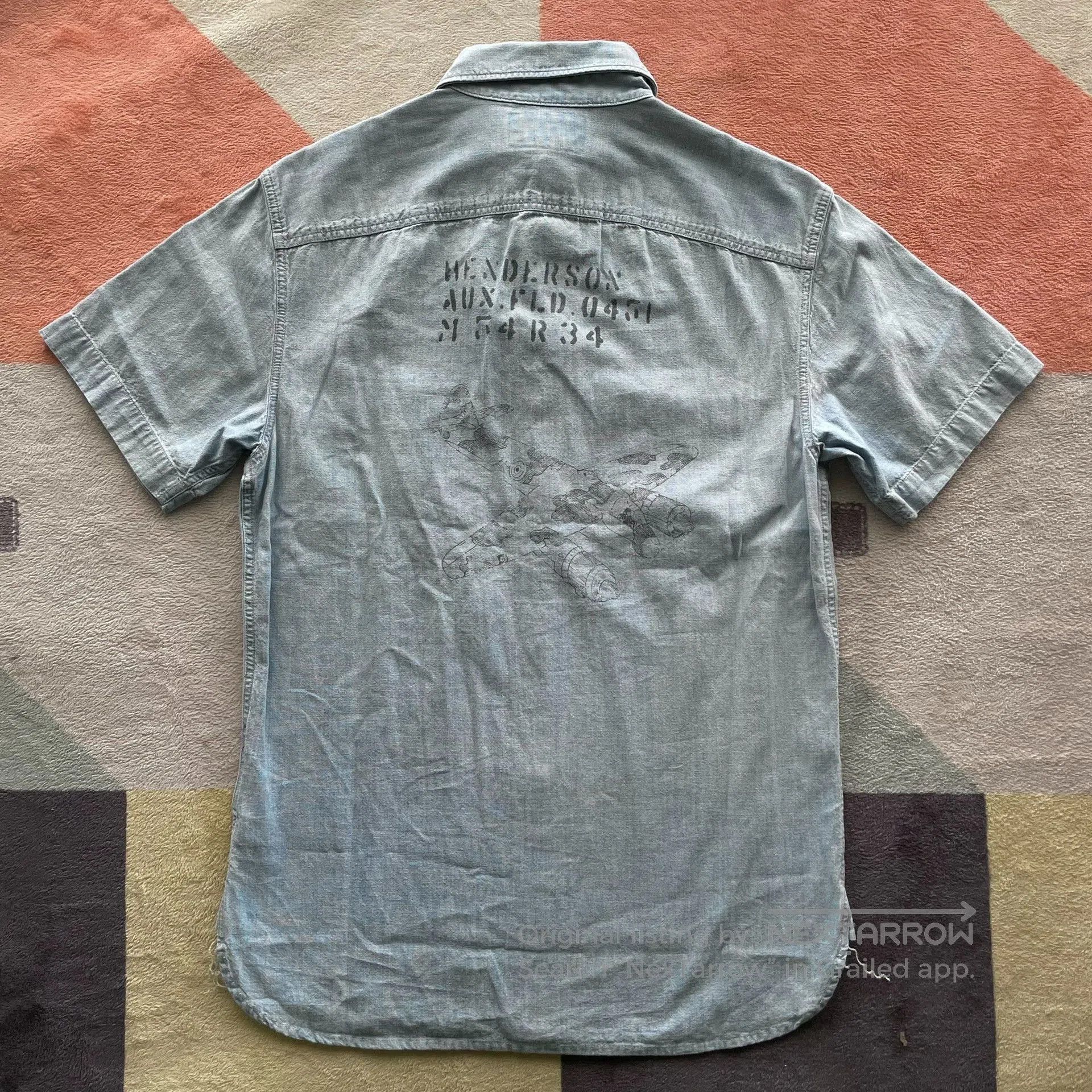 RRL Ralph Lauren RRL Military Fighter Jet Print Short Sleeve. Size US XS / EU 42 / 0 - 4 Thumbnail