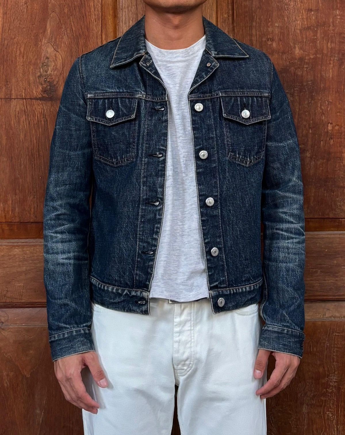 Helmut Lang 2000s Indigo Washed Denim Trucker Jacket Size US S / EU 44-46 / 1 - 1 Thumbnail