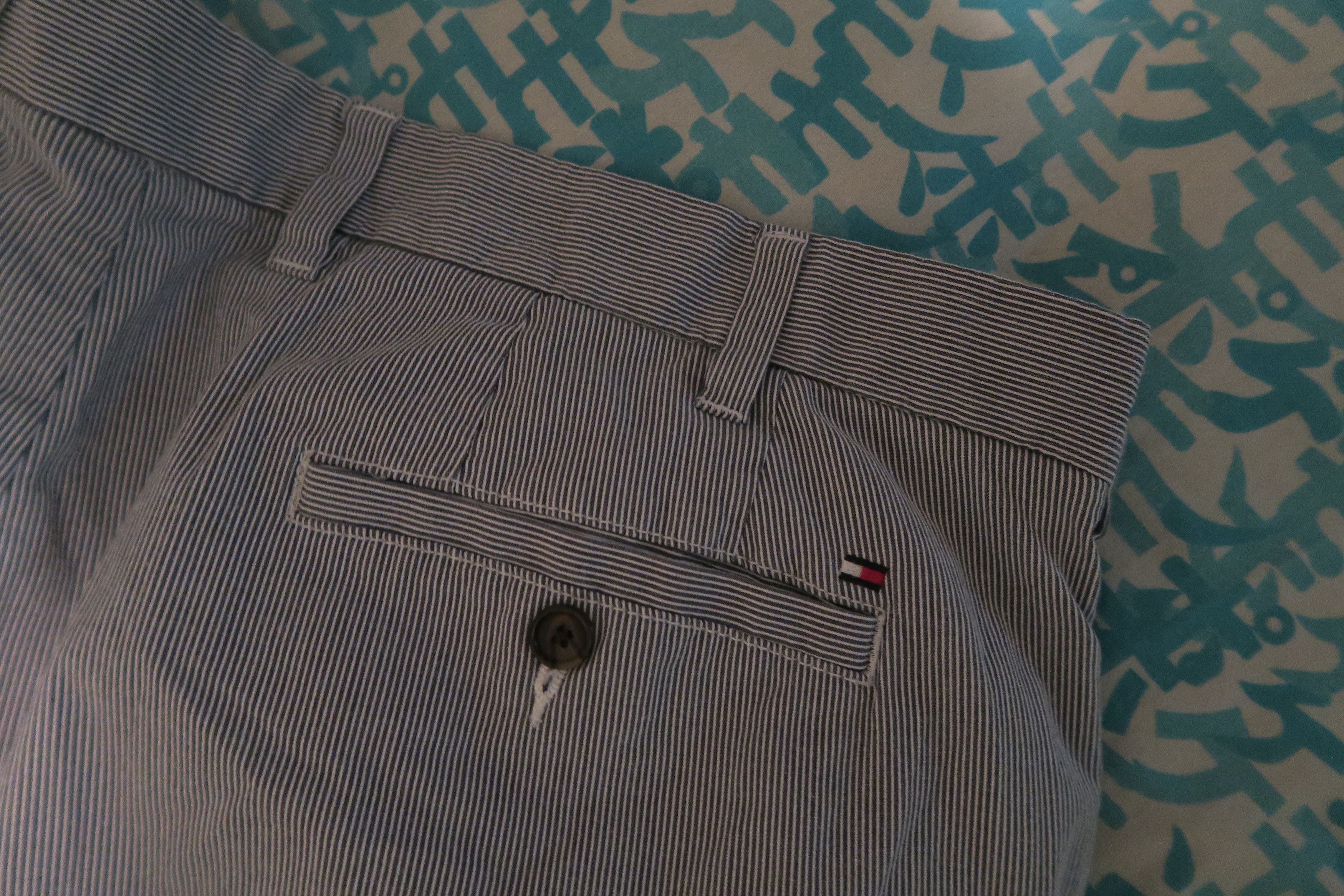 Tommy Hilfiger Custom Fit Stretch Chino Pants Pinstripe Blue