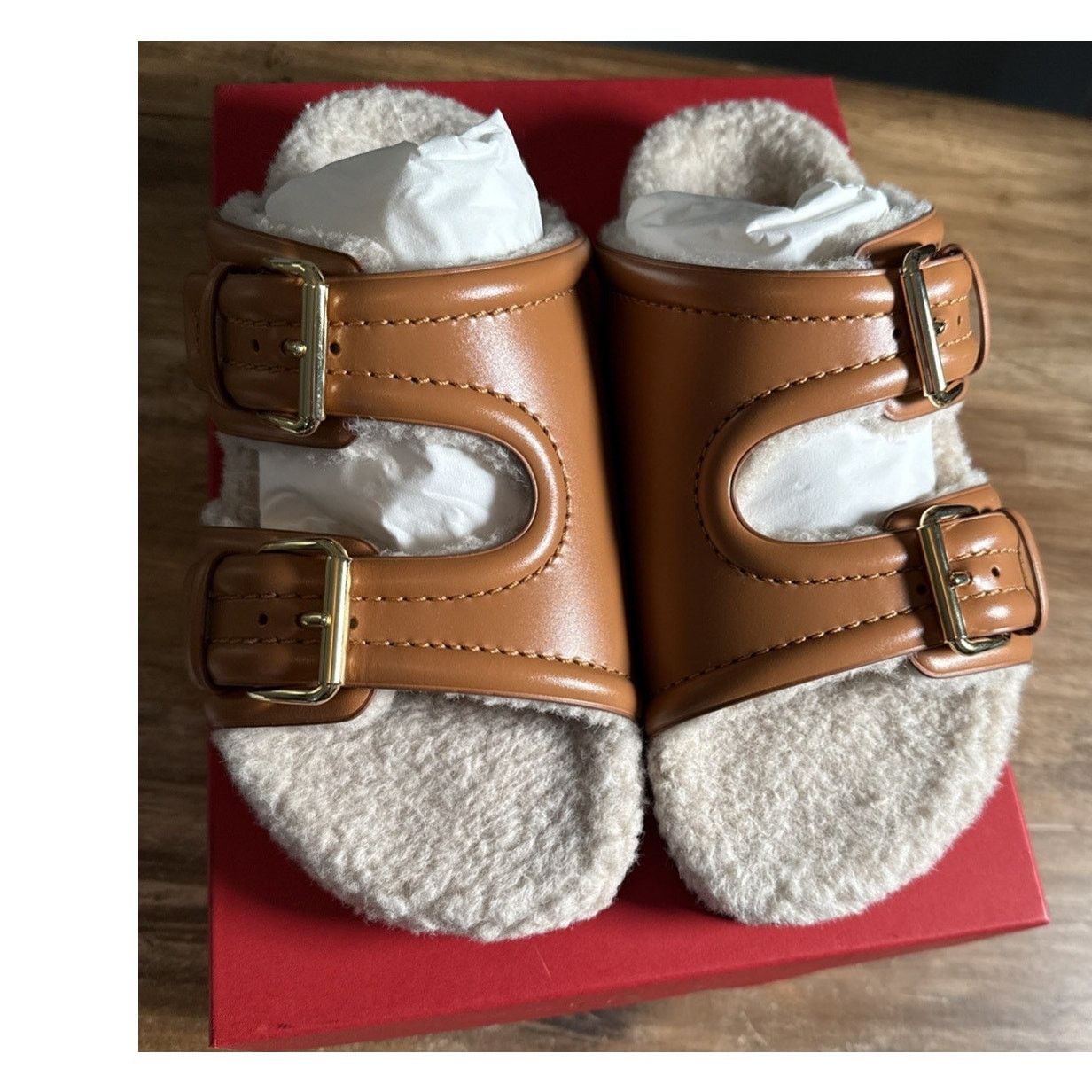 Valentino Valentino Garavani Leather Slide Sandals Almond EU37 US6.5 Size US 6.5 / IT 36.5 - 2 Thumbnail