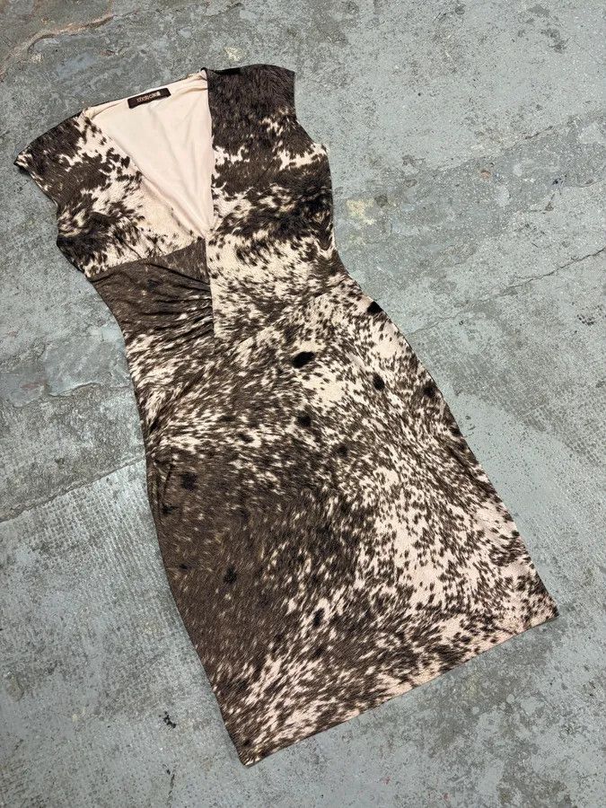 Roberto Cavalli × Vintage FW1999 Roberto Cavalli Furry Movement Effect Brown Dres Size M / US 6-8 / IT 42-44 - 2 Thumbnail