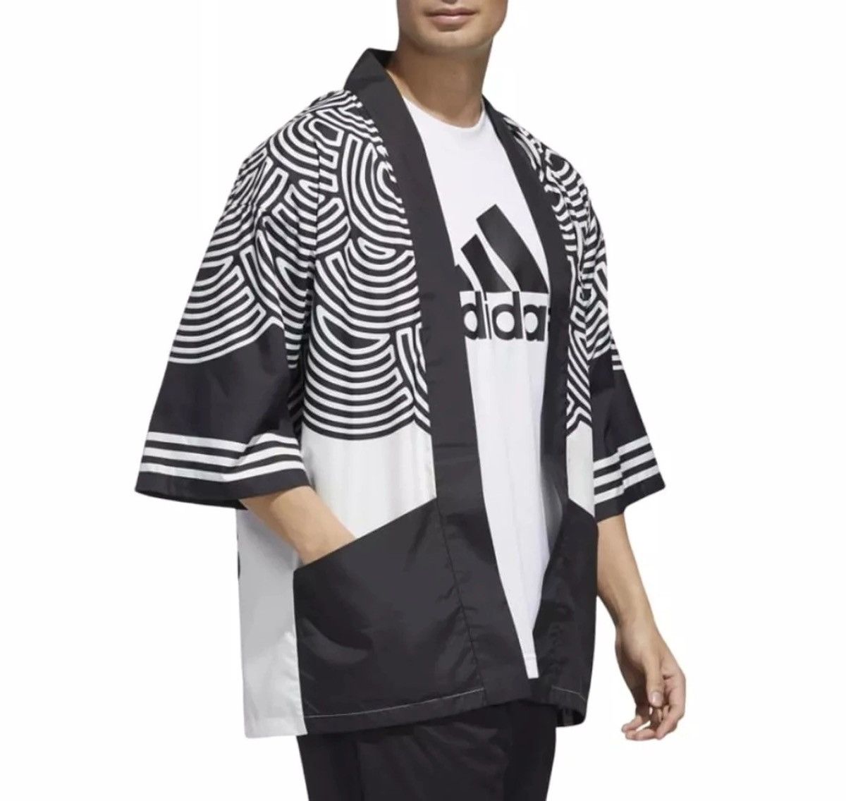 image of Adidas Unisex Kimono Tokyo Pack Bookwear Happi Jacket Shirt in Black, Men's (Size Large)