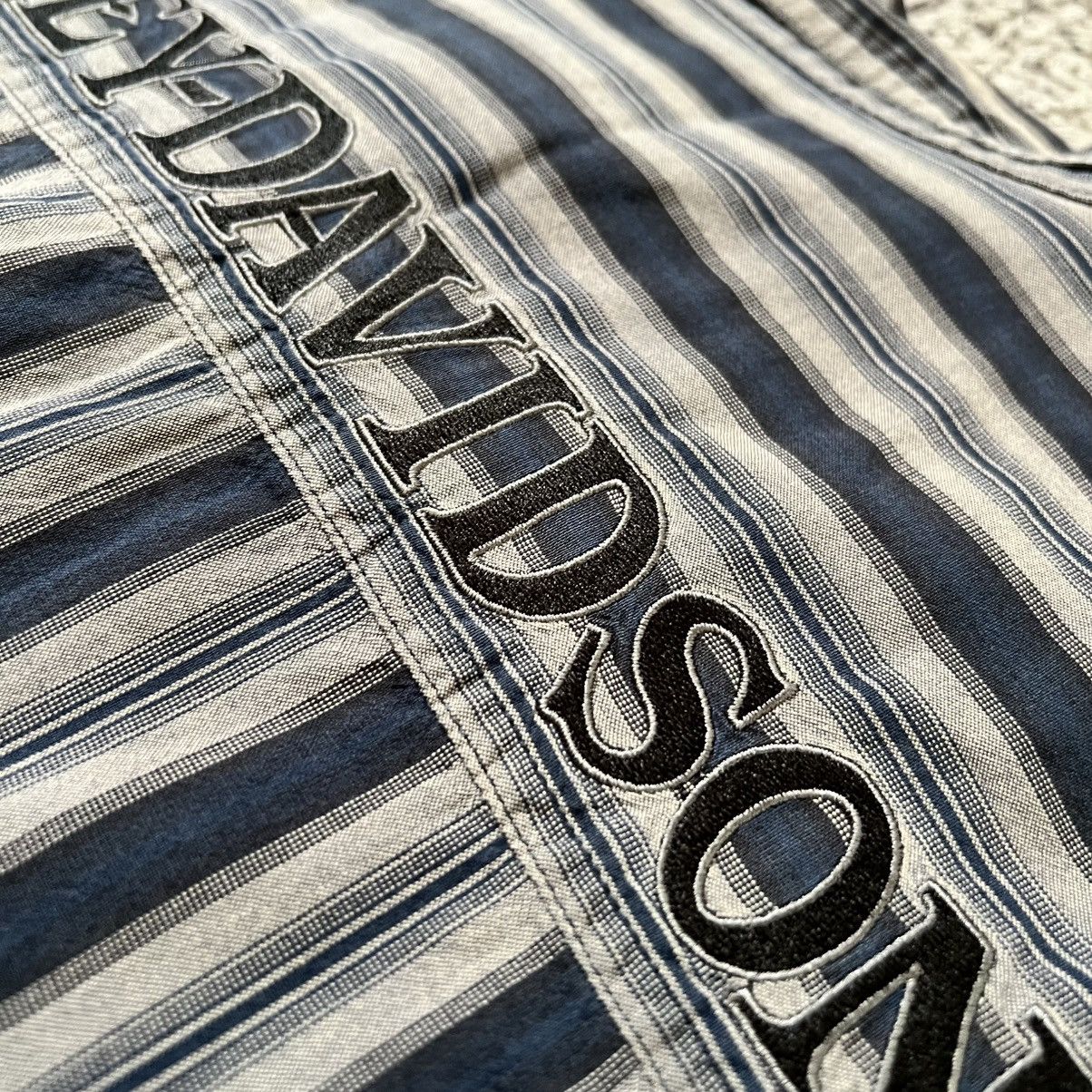 Harley Davidson Blue & Grey Striped Harley Davidson Button Up Size US XXL / EU 58 / 5 - 3 Thumbnail
