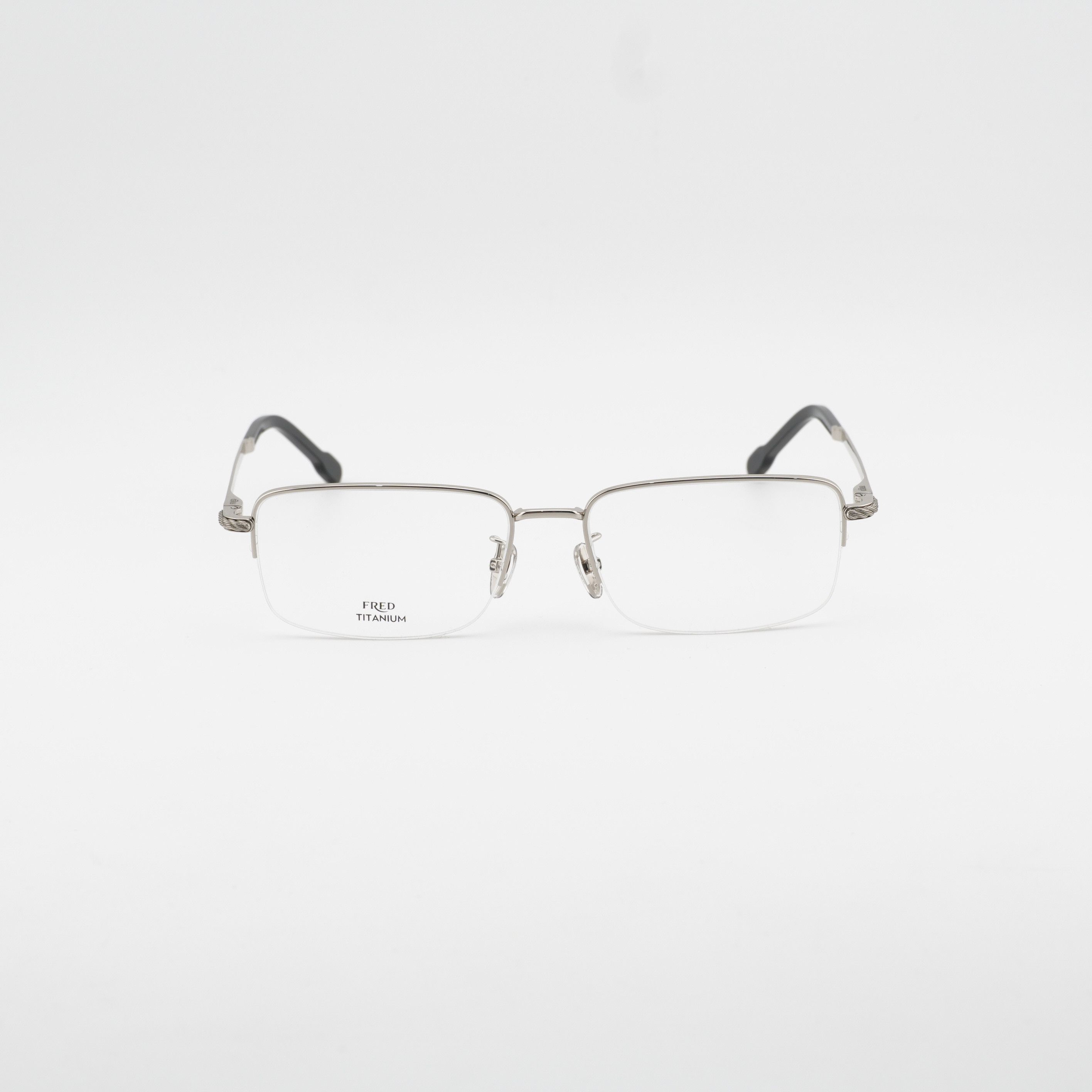 FRED Fred FG50024F 016 Eyeglasses Silver 56mm Rectangle Frame Size ONE SIZE - 5 Thumbnail