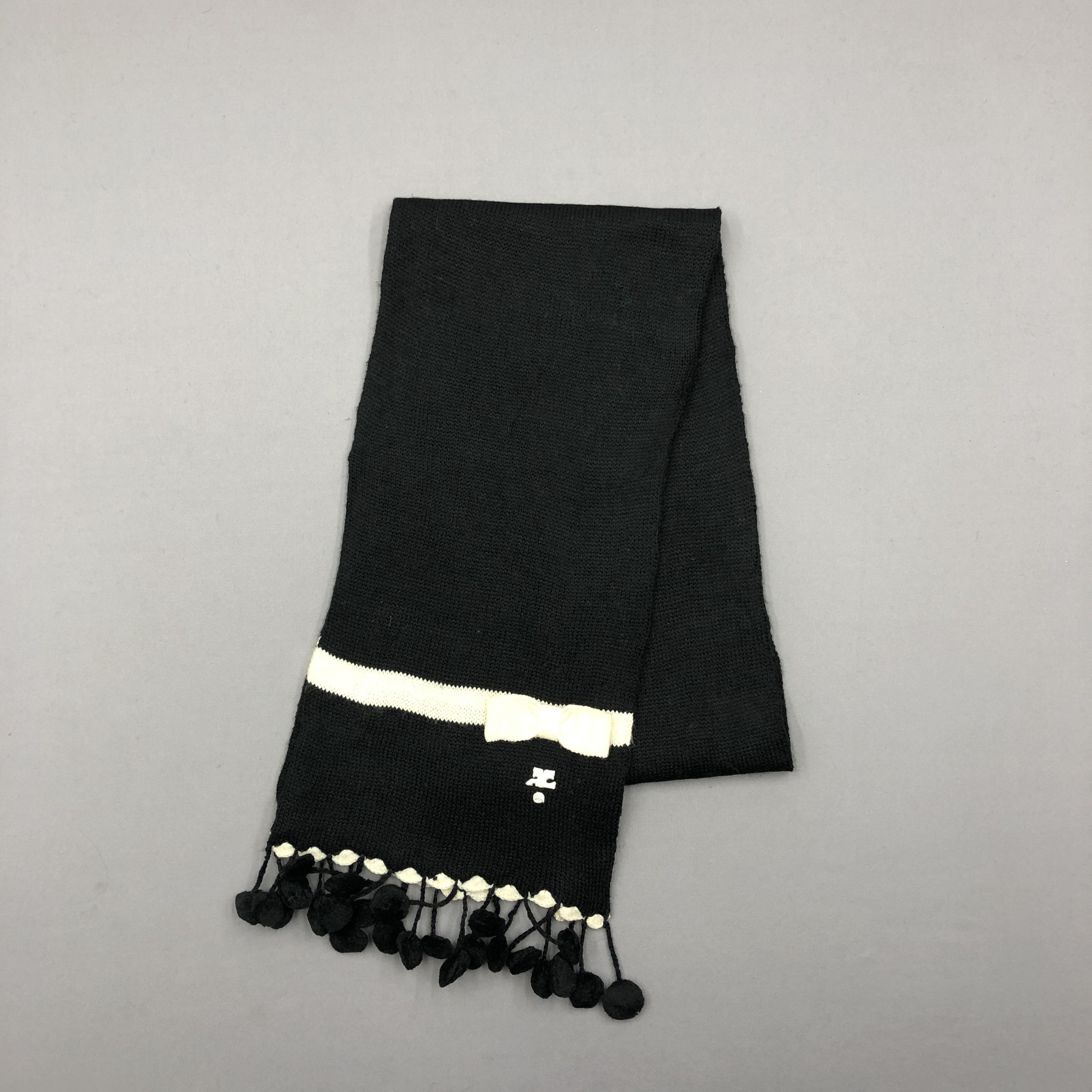 Courreges Vintage Courreges Scarf Ribbed Knit Wool Ribbon Scarves Size ONE SIZE - 3 Thumbnail