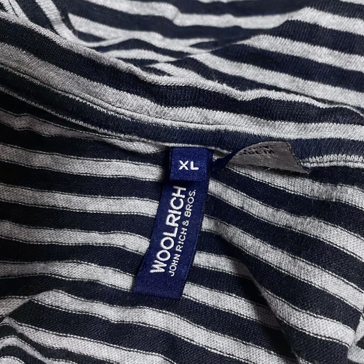Woolrich Woolen Mills Women’s Woolrich Striped Navy Gray Linen Cotton Pocket Tee Size XL / US 12-14 / IT 48-50 - 10 Thumbnail