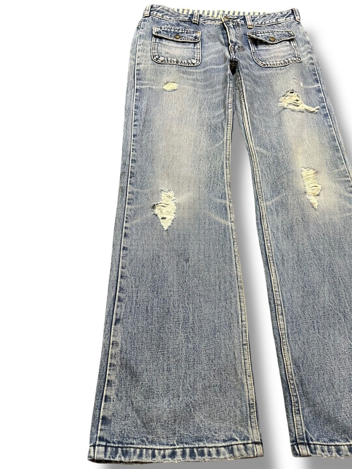 Kenzo Vintage RNA.inc Flare Faded Distressed Bush Pants Denim Size US 31 - 3 Thumbnail