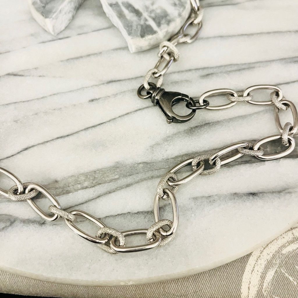 Designer Diego & Massimo Chunky Chain Necklace Silver Toned Italy Size ONE SIZE - 2 Thumbnail
