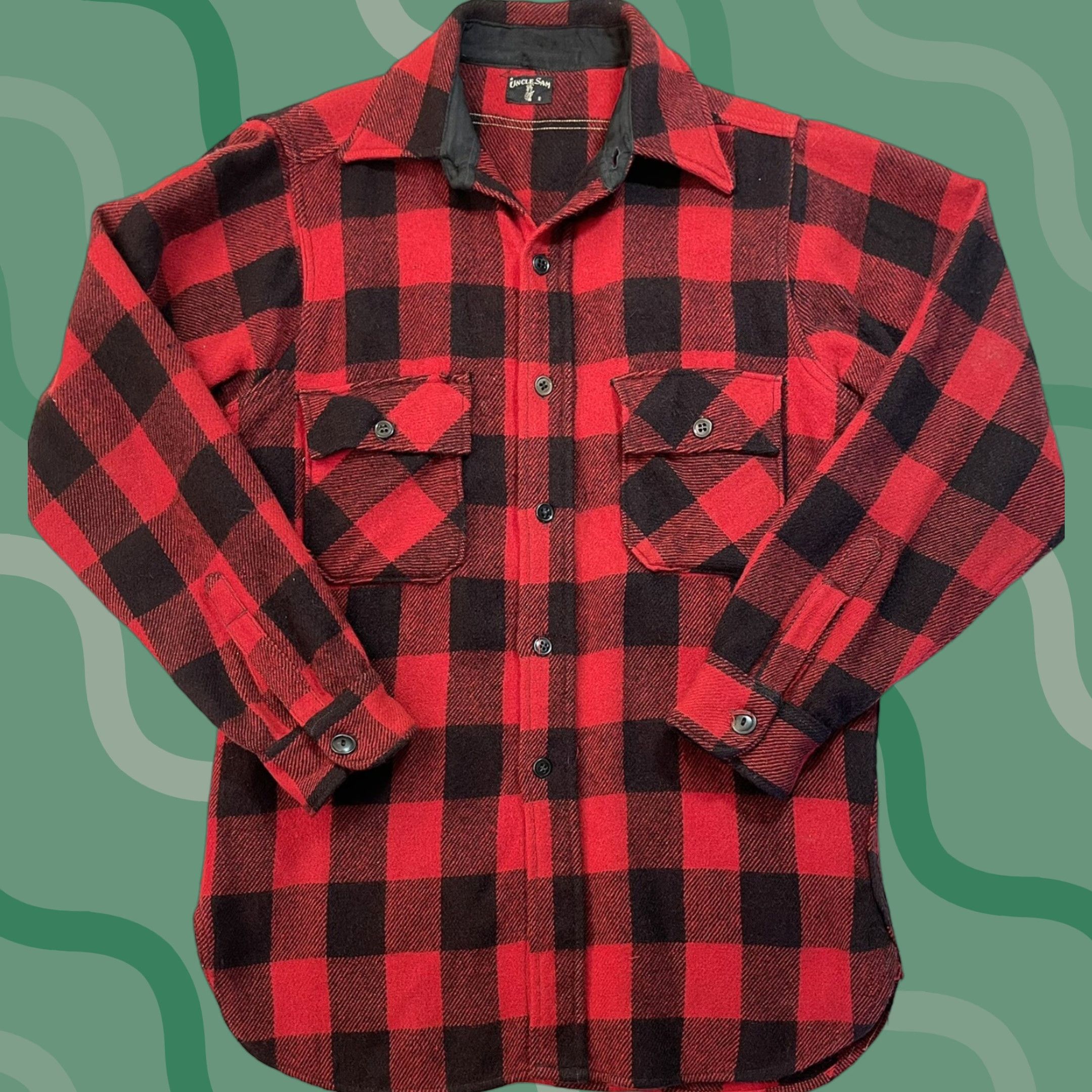Vintage VINTAGE Uncle Sam 1950s Flannel Shirt Men's Medium Black Red Buffalo Plaid Grunge USA Size US M / EU 48-50 / 2 - 1 Thumbnail
