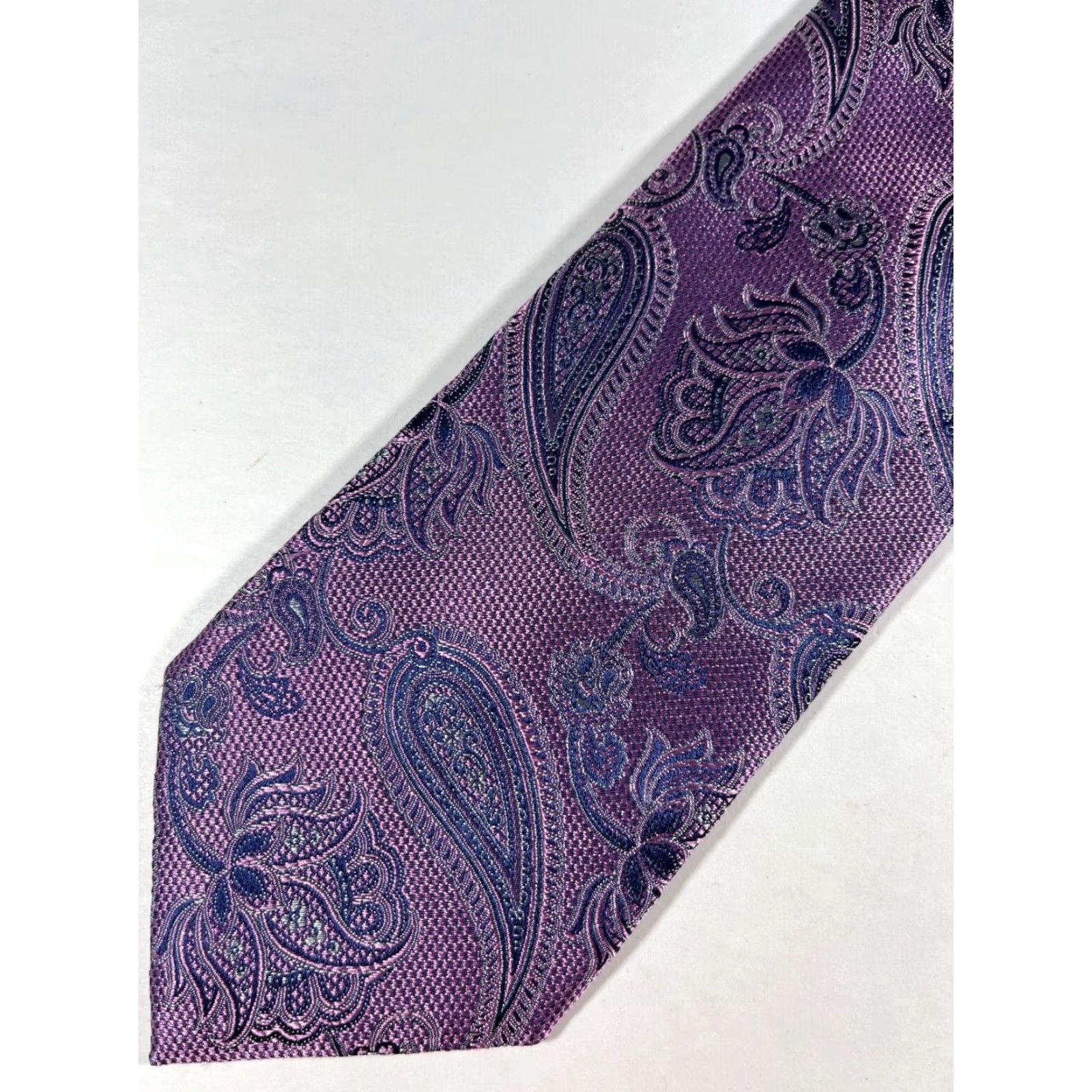 Canali Canali Men’s Silk Tie Woven Paisley Purple Made in Italy Long 64.25" Wide 3.5" Luxury Designer Necktie Mens Size ONE SIZE - 3 Thumbnail