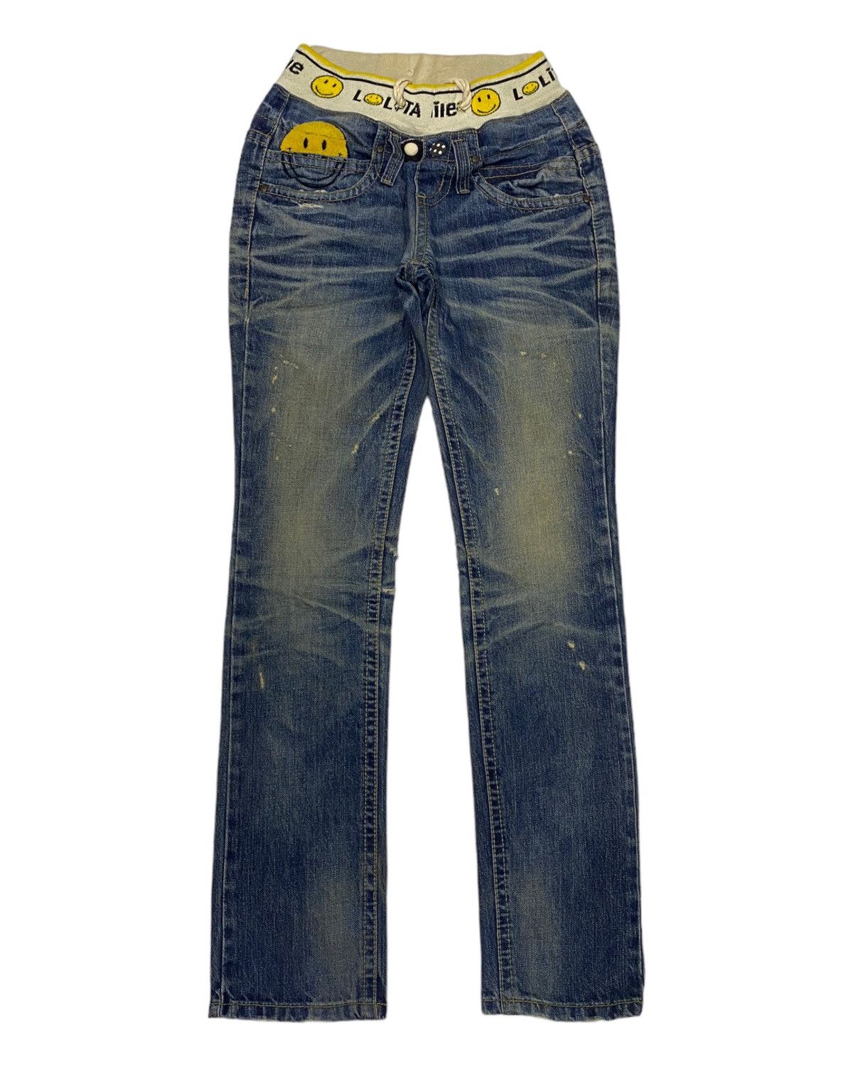 Kapital 🔥LOLITA SMILE WAISTBAND DISTRESS DENIM JEANS KAPITAL SMILE Size 27" / US 4 / IT 40 - 2 Thumbnail