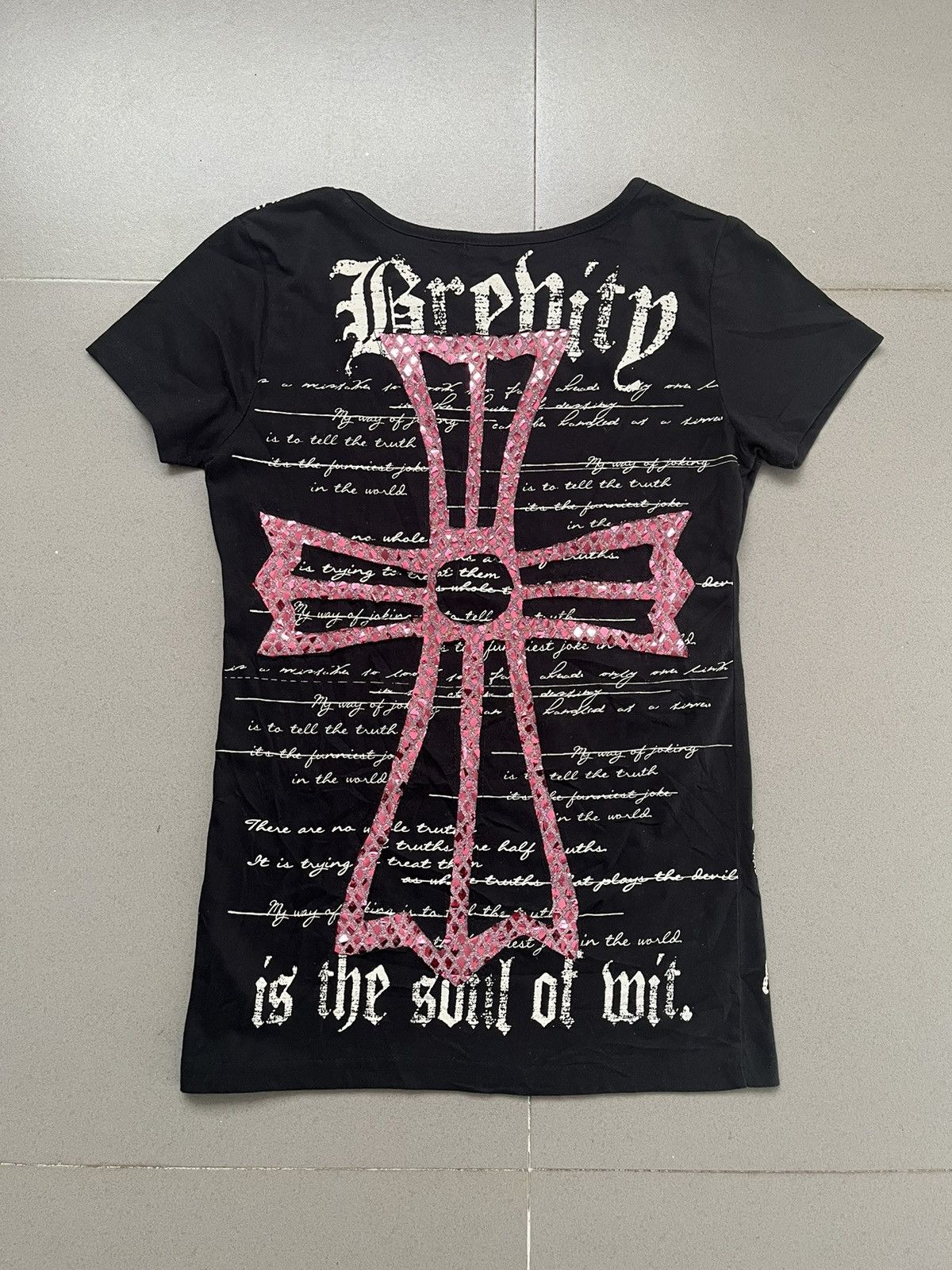 image of If Six Was Nine x Le Grande Bleu L G B Japanese~Lazy Daisy Gothic Punk Cross Y2K Style T-Shirt in B