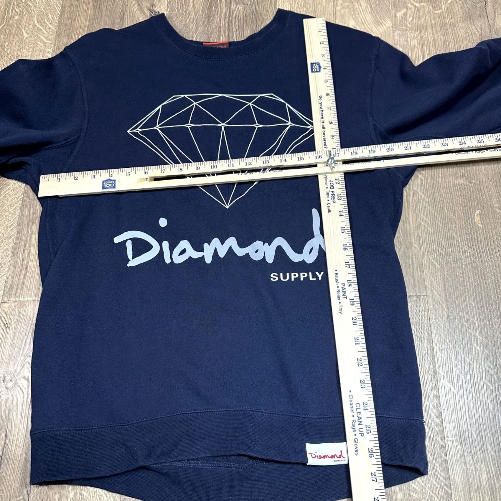 Vintage Diamond Mens Blue Pullover Sweater Fleece Lining Graphic Print Cotton Blend Sz M Size US M / EU 48-50 / 2 - 2 Thumbnail