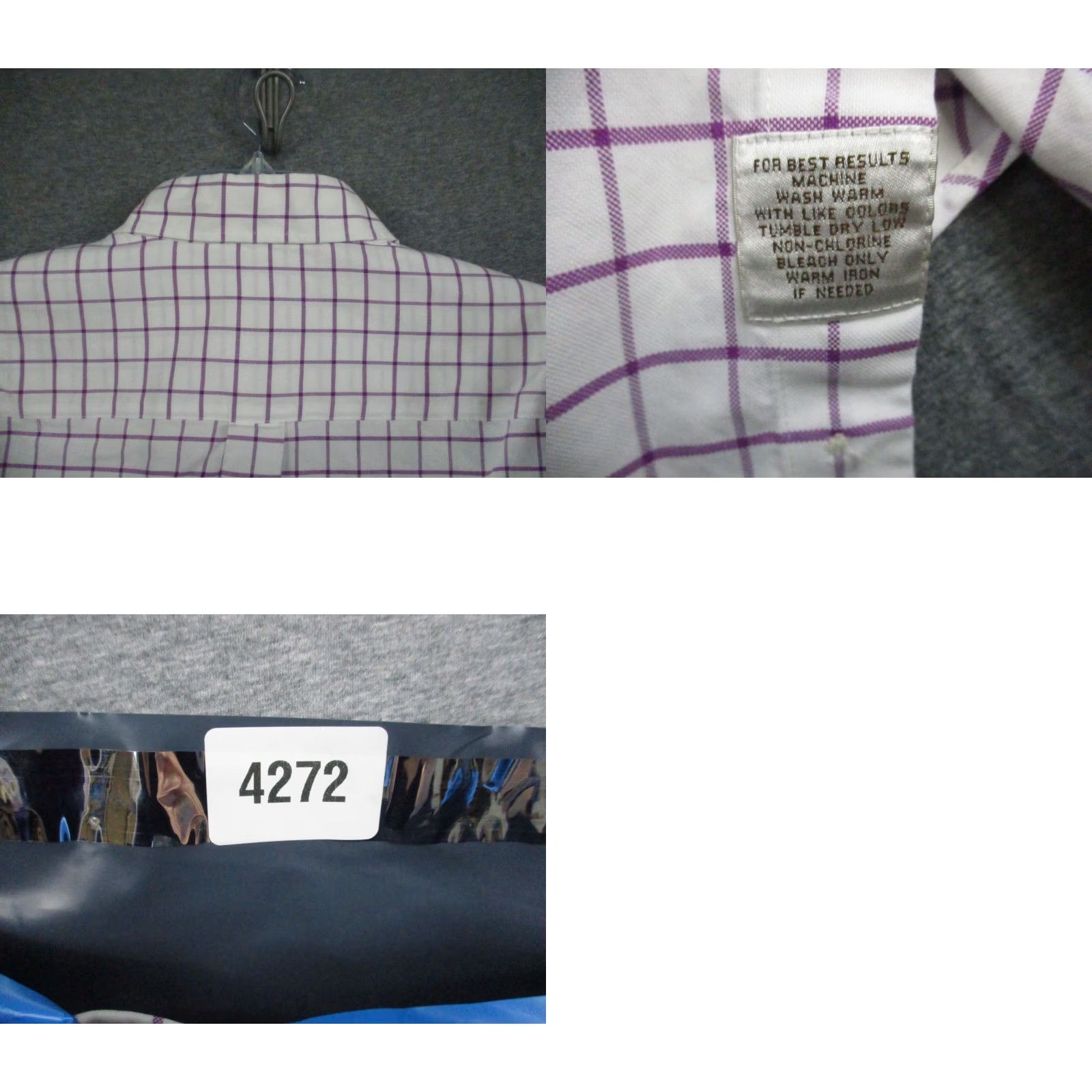Peter Millar Peter Millar Nanoluxe Shirt Mens Large White Lavender Check Button-Up Shirt Size US L / EU 52-54 / 3 - 9 Thumbnail